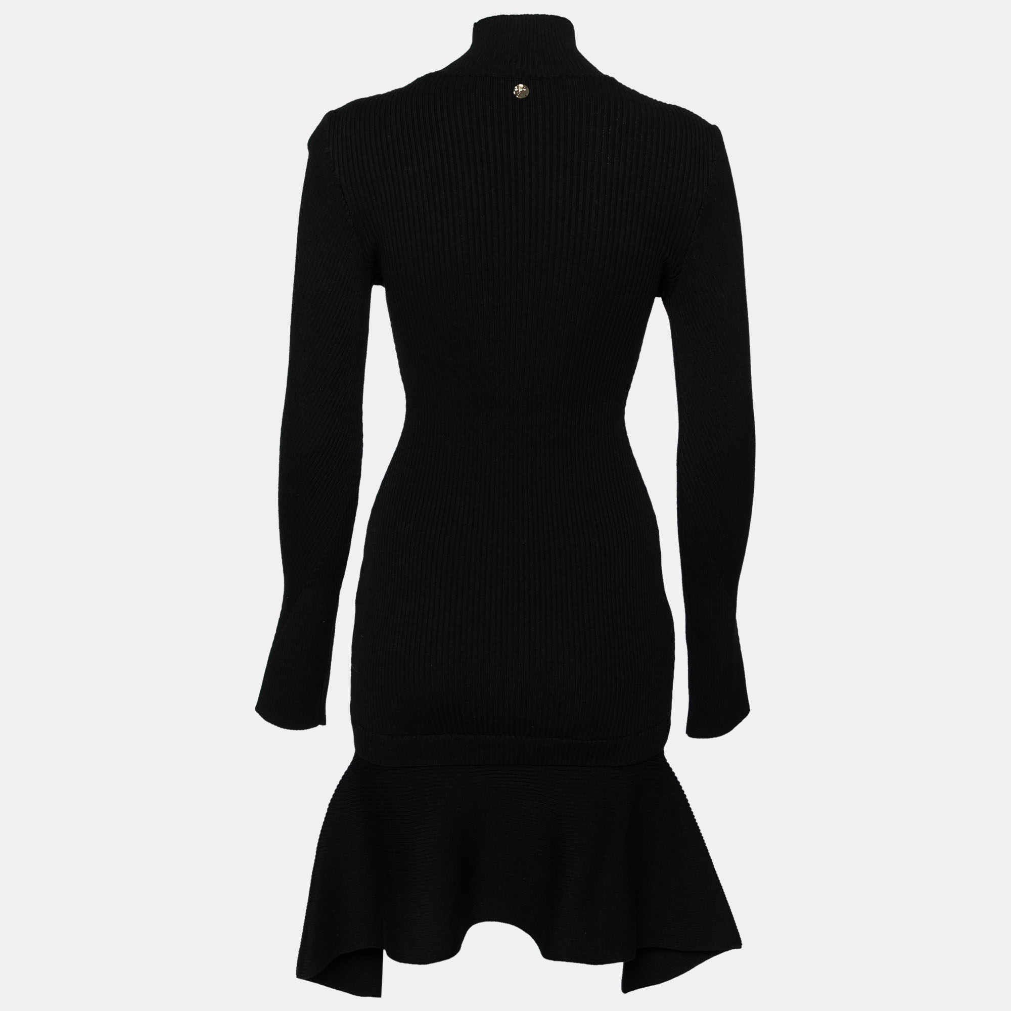 

Versace Collection Black Knit Mock Neck Asymmetrical Hem Dress