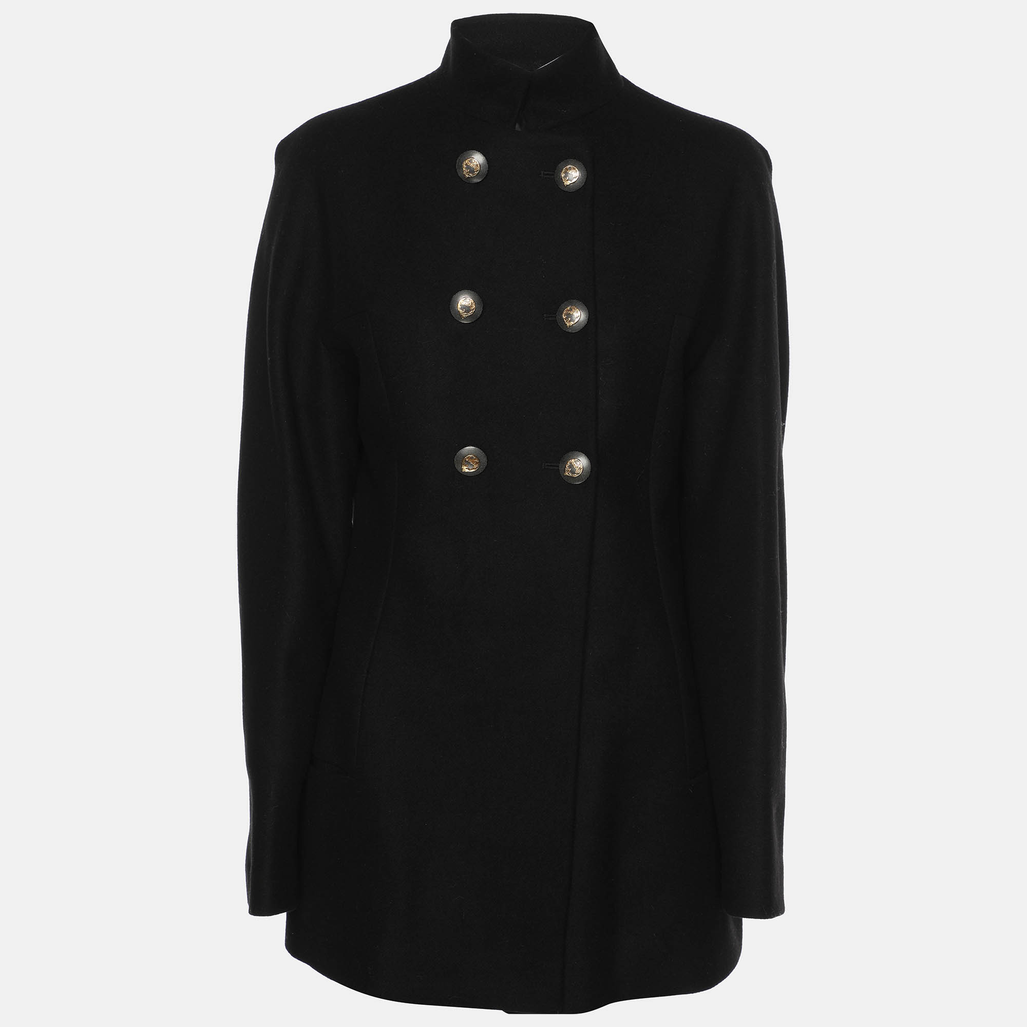 

Versace Collection Black Wool Double Breasted Coat S