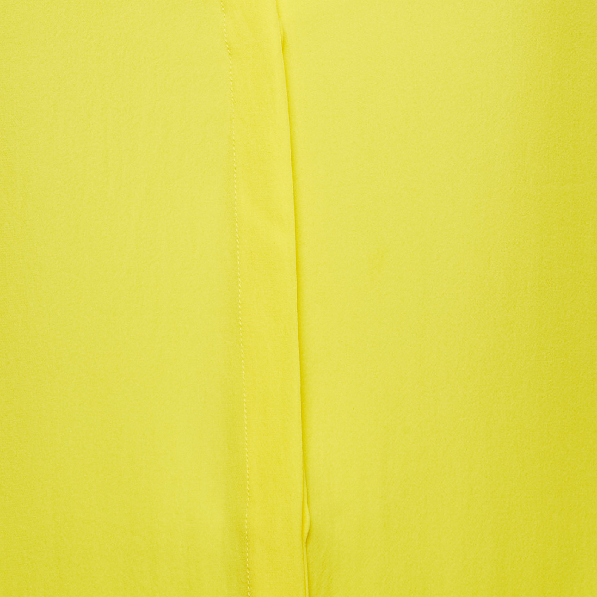 Versace Collection Yellow Embellished Collar Silk Short Sleeve Shirt M 