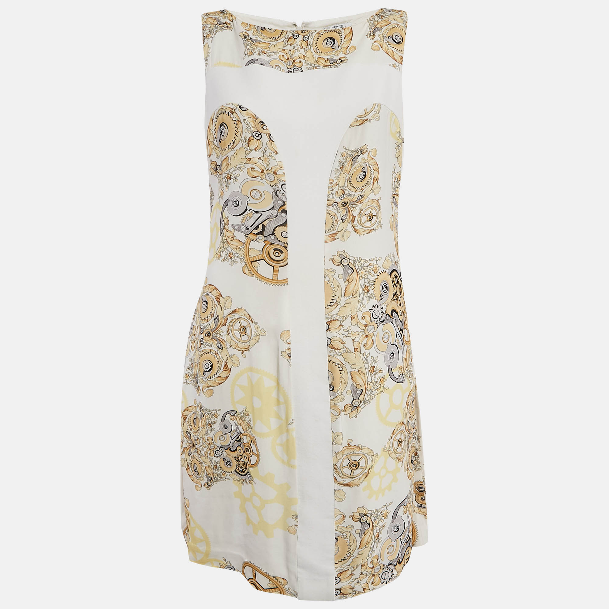 

Versace Collection White/Multicolor Printed Crepe Sleeveless Mini Dress M