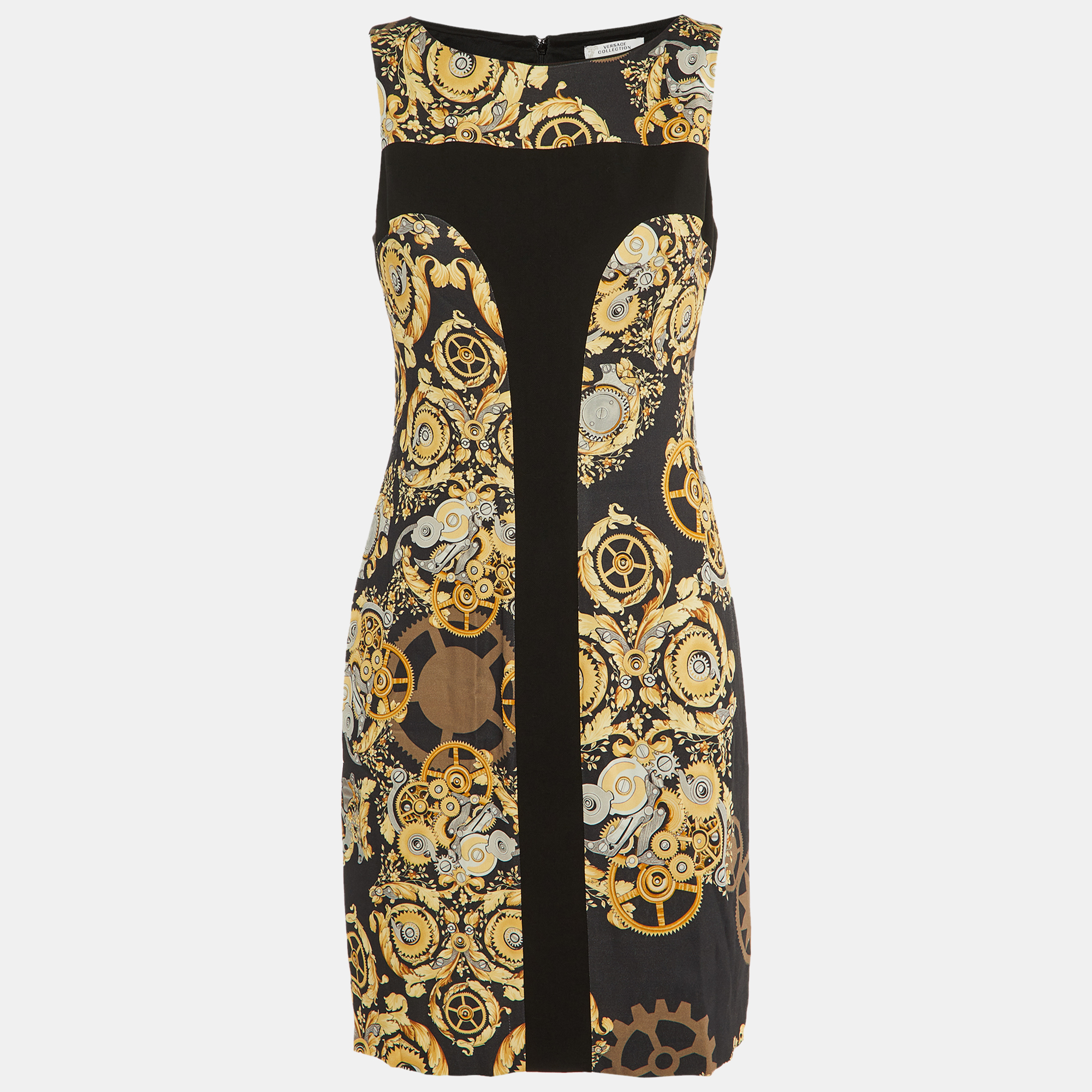 

Versace Collection Black Baroque Print Crepe Shift Dress M