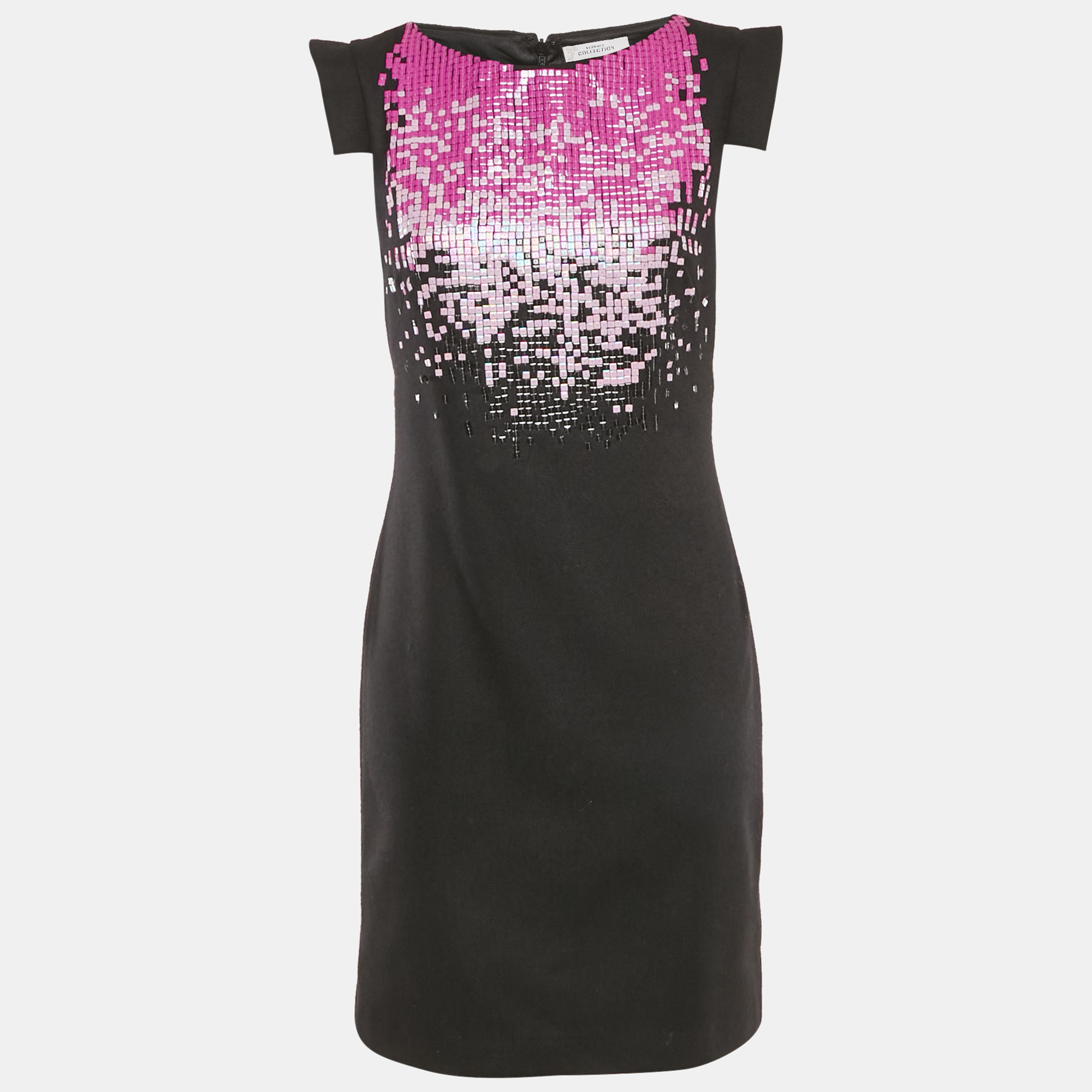 

Versace Collection Black Embellished Wool Blend Short Dress L
