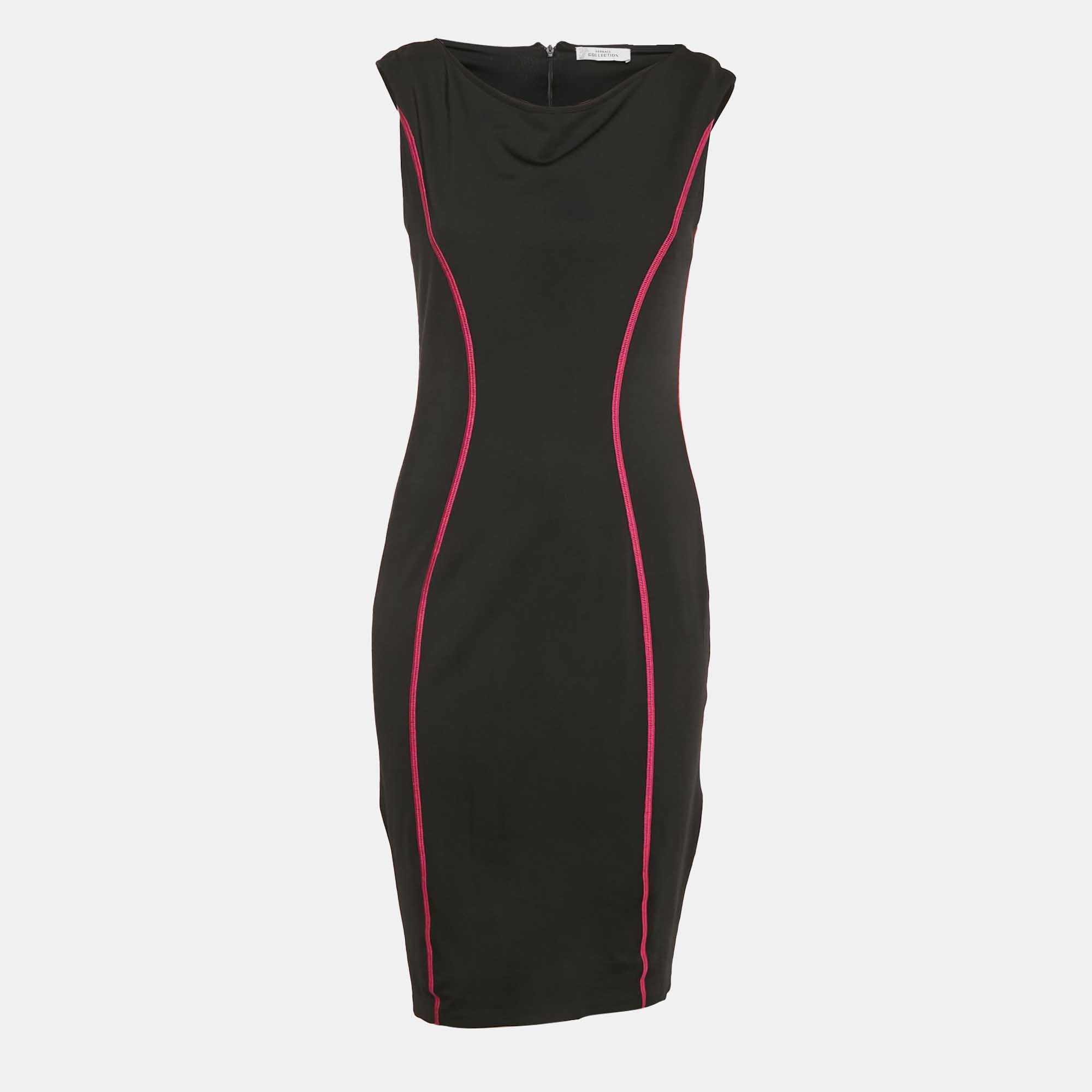 Versace Collection Black Contrast Trim Jersey Bodycon Dress M