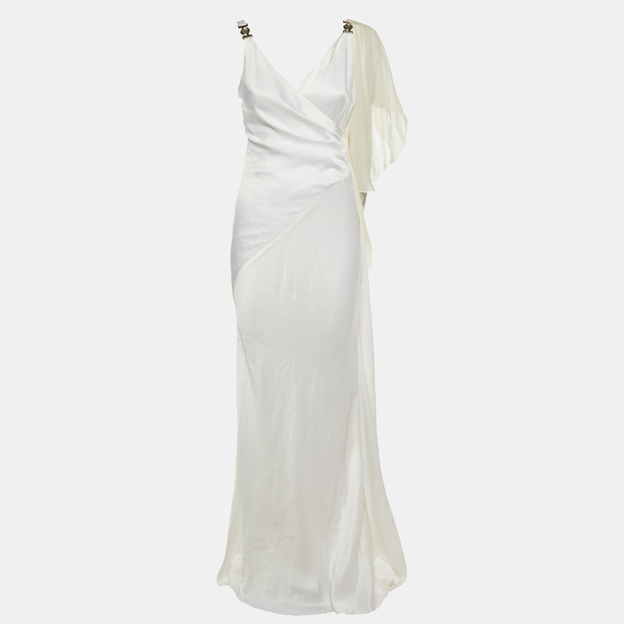 

Versace Collection White Satin Overlay Detail Maxi Dress S