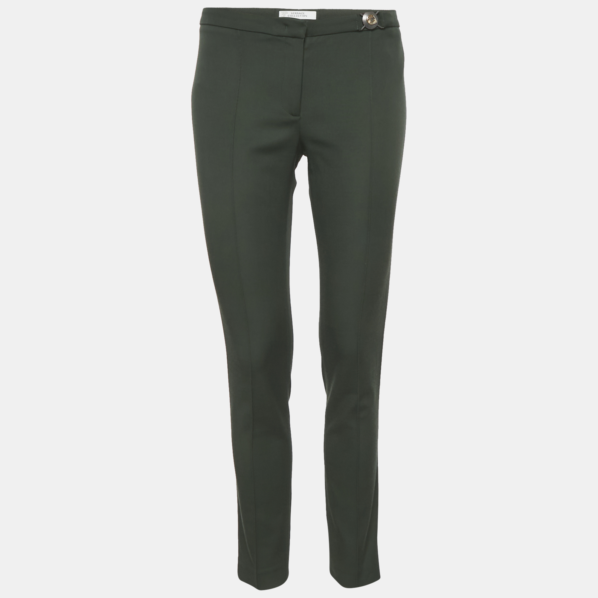 Versace Collection Green Crepe Slim Fit Trousers M