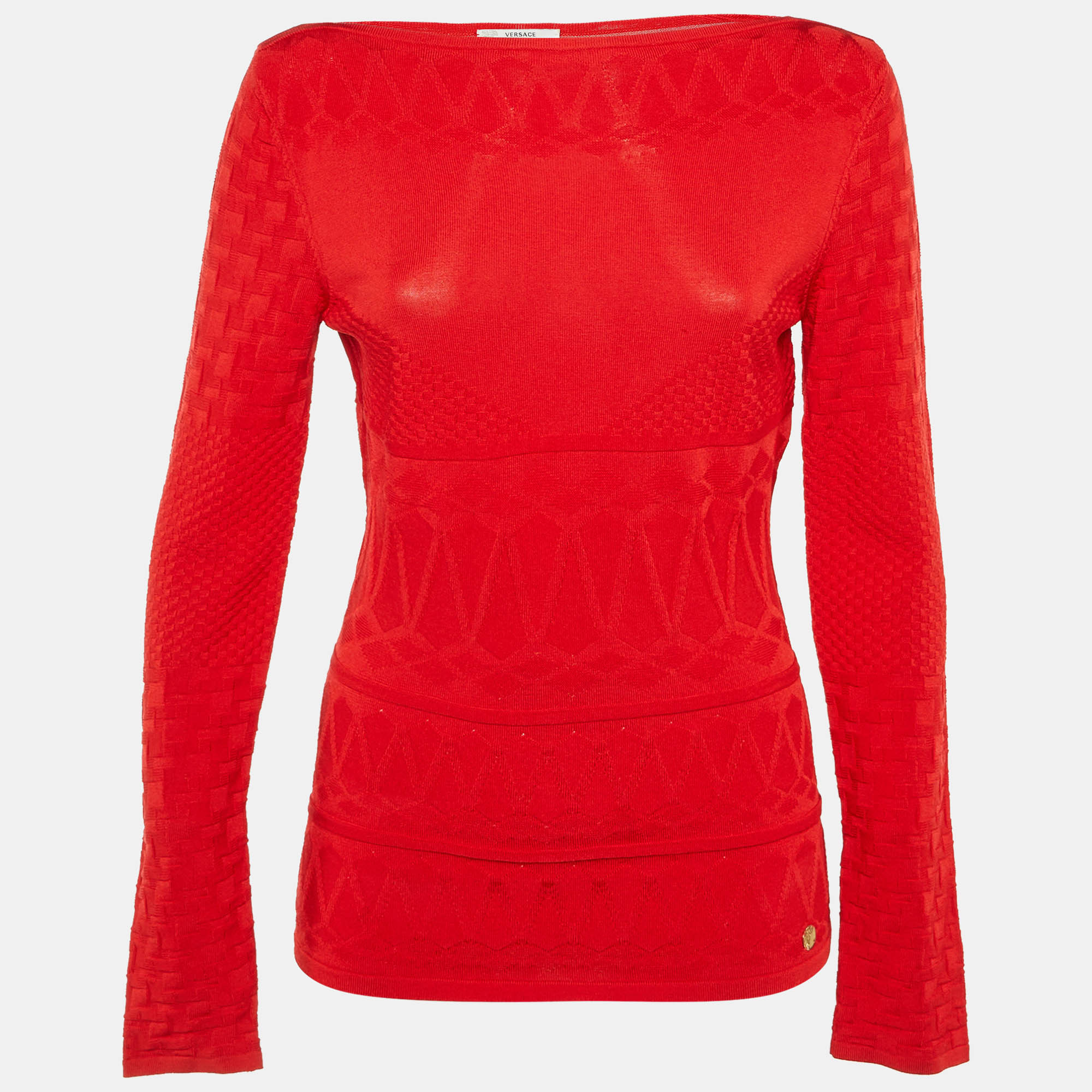 

Versace Collection Red Geometric Pattern Knit Jumper M