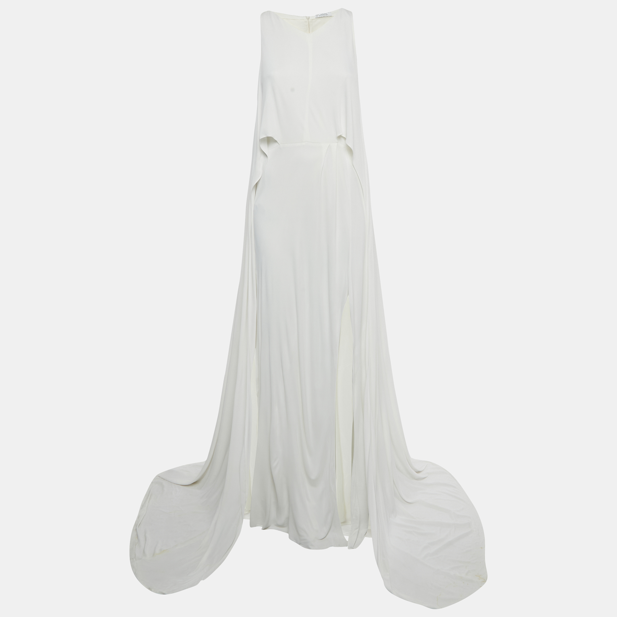 

Versace Collection White Jersey Cape Detail Maxi Dress M