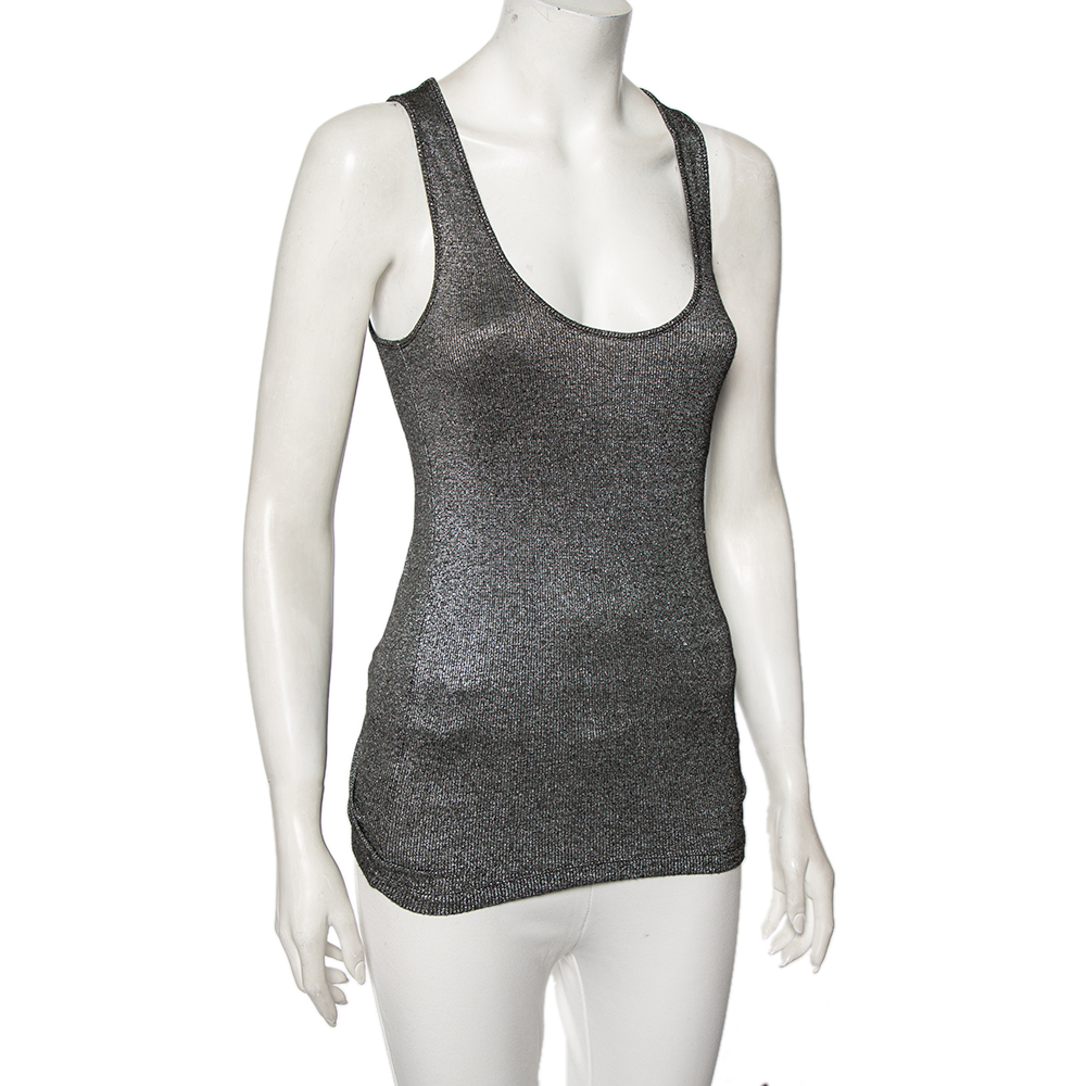 

Versace Collection Grey Lurex Knit Tank Top, Metallic