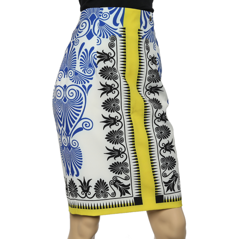 

Versace Collection Multicolor Majolica Printed Crepe Pencil Skirt