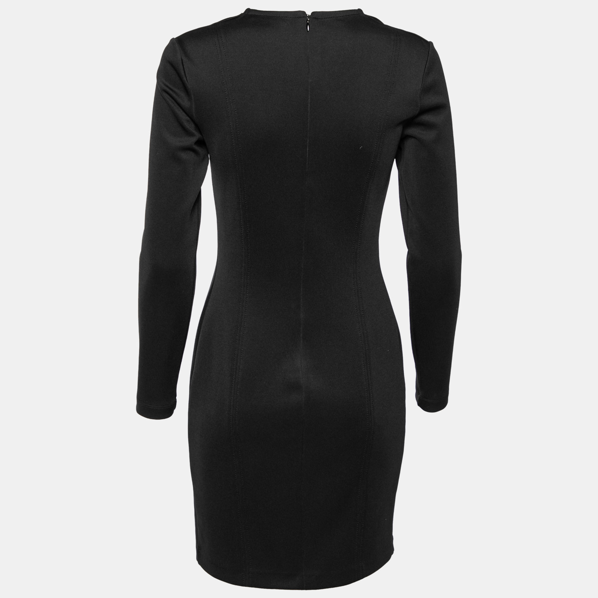 

Versace Collection Black Stretch Knit Lace Inset Detailed Dress
