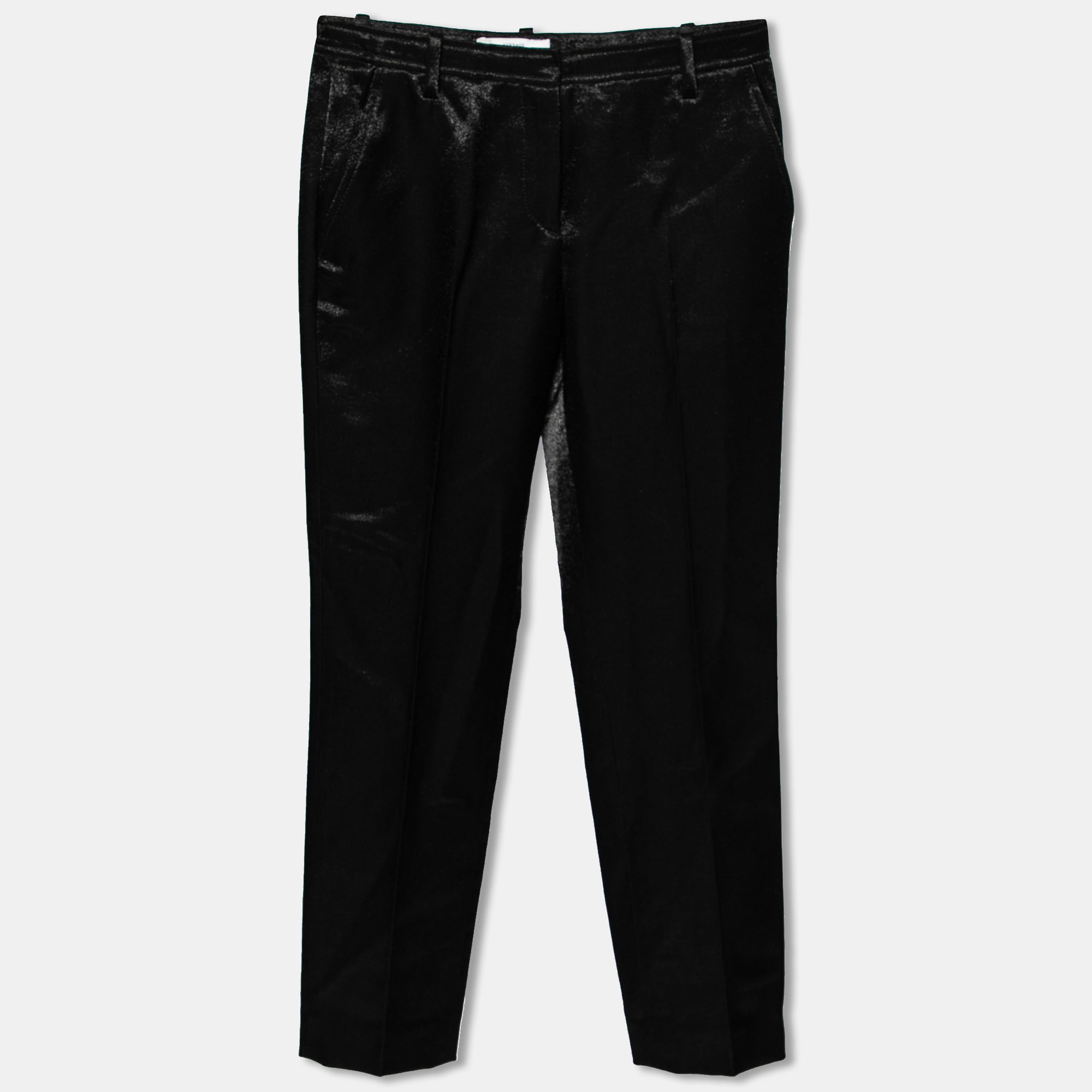 Pre-owned Versace Black Textured Wool Pants S