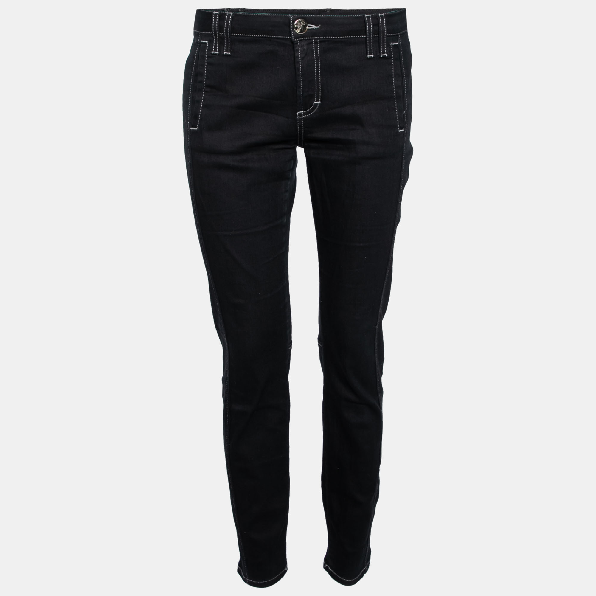 Pre-owned Versace Black Denim Straight Fit Jeans M