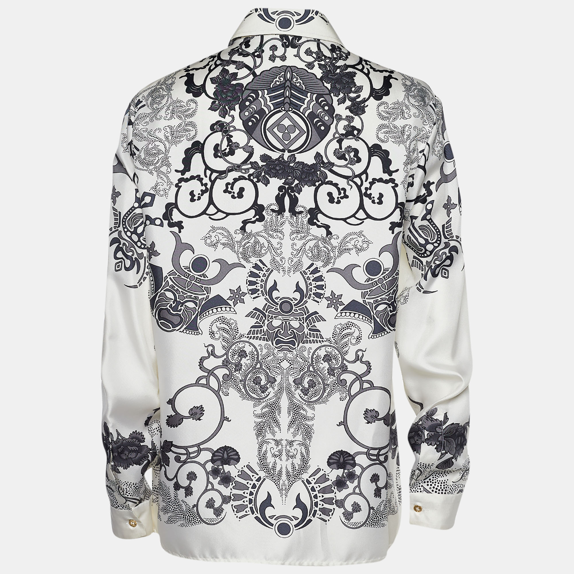 

Versace Collection Off-White Printed Silk Long Sleeve Shirt