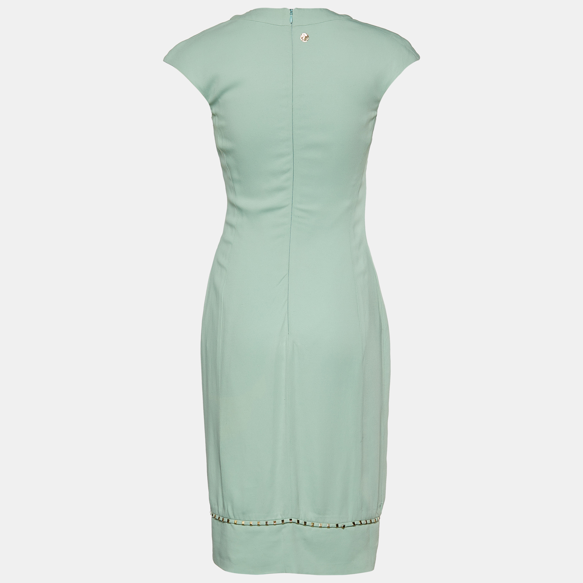 

Versace Collection Green Crepe Stud Detail Sleeveless Dress