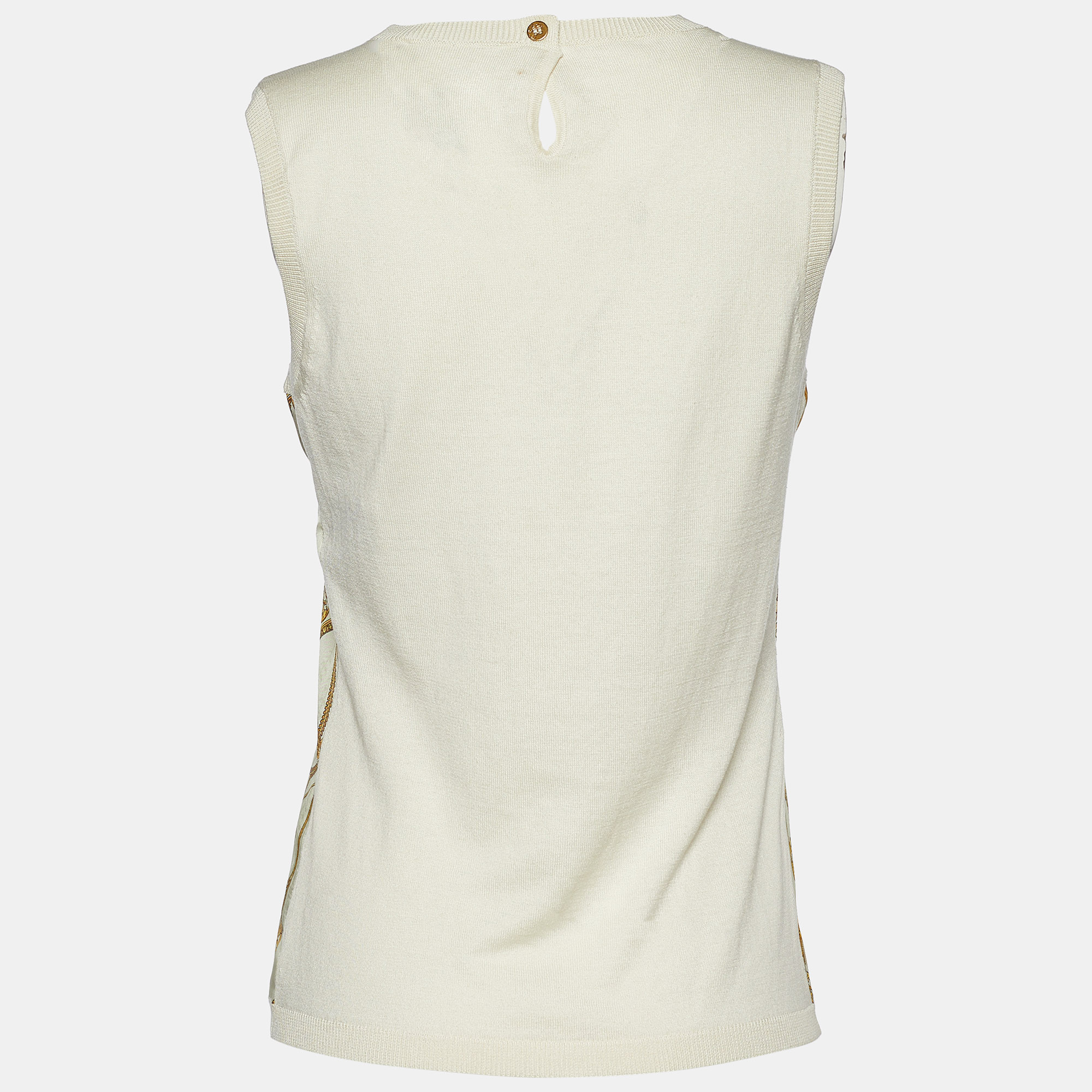 

Versace Collection Gold & Cream Baroque Print Silk Sweater Vest