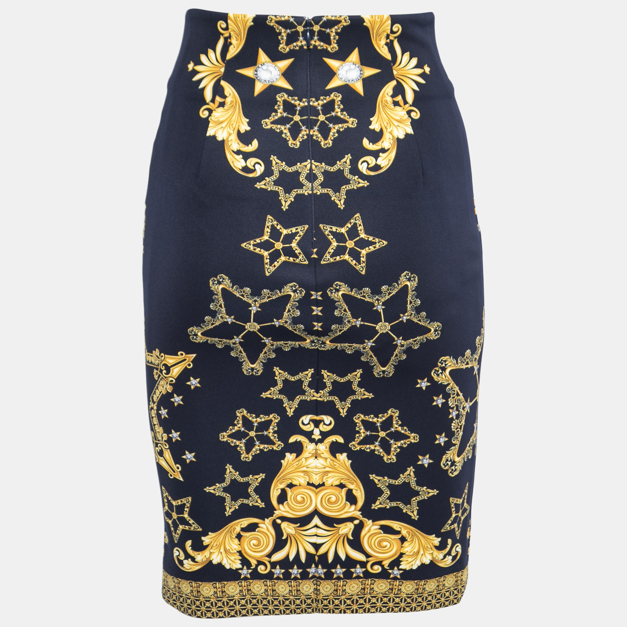 

Versace Collection Navy Blue Printed Neoprene Skirt