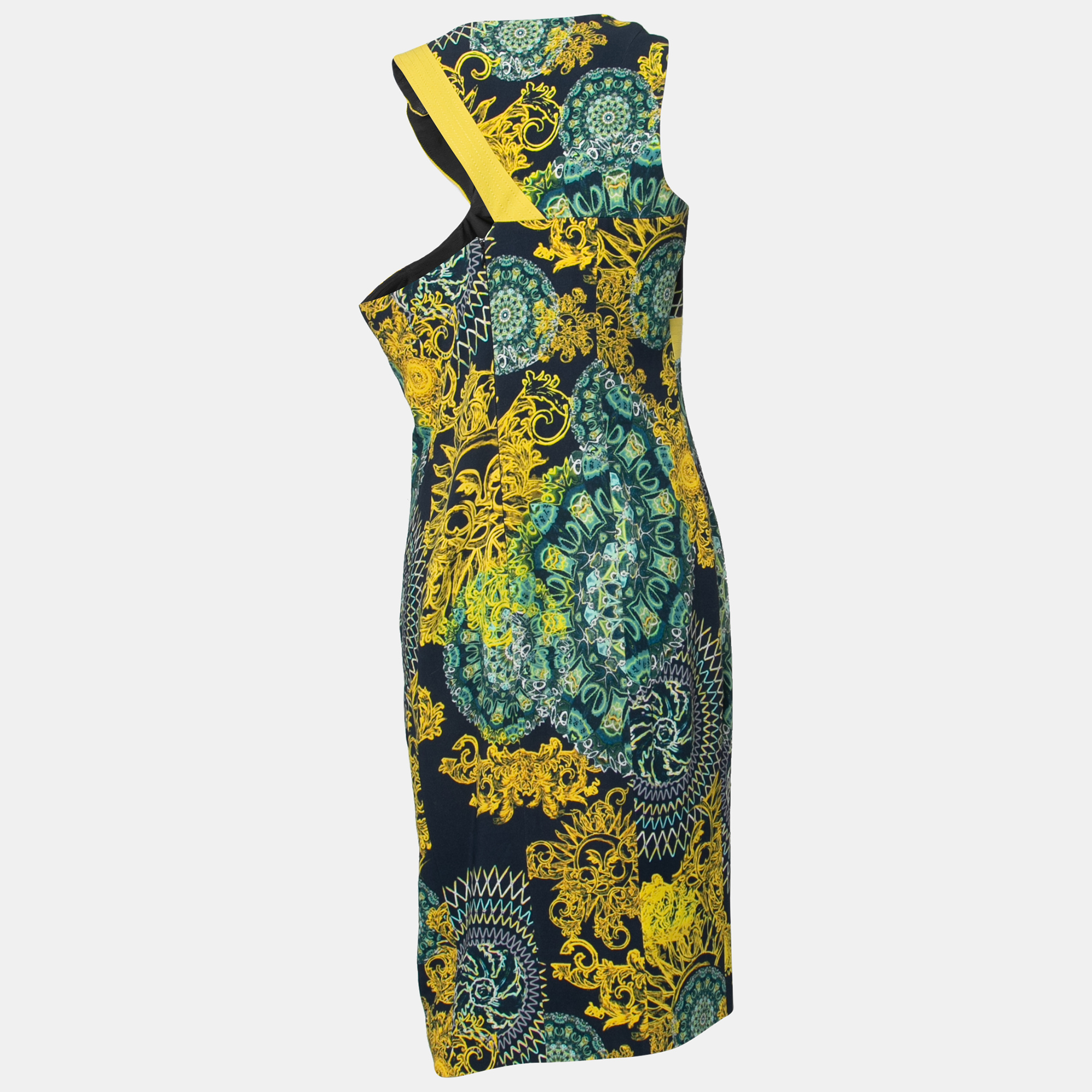 

Versace Collection Dark Blue Baroque Print Crepe Midi Dress