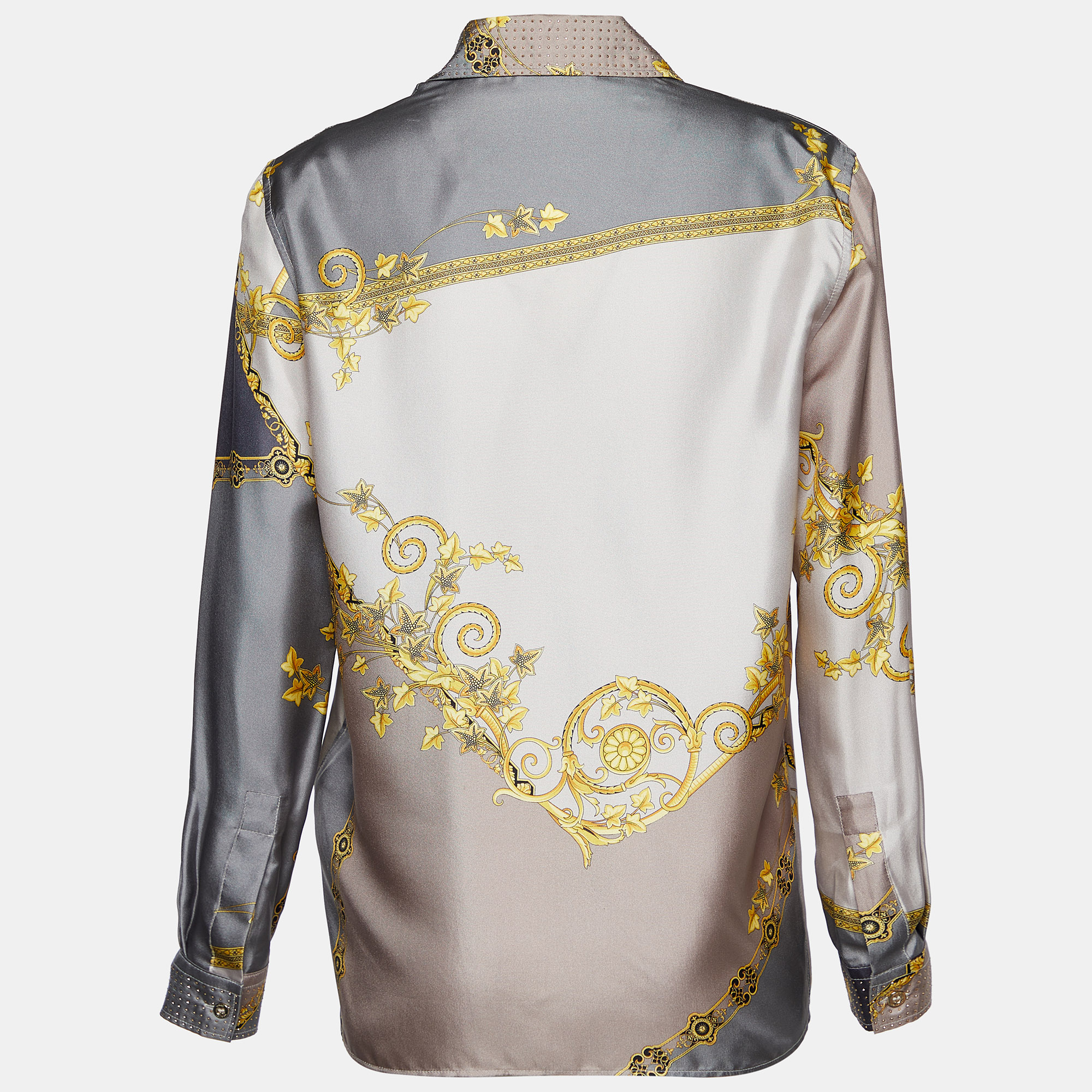 

Versace Collection Grey Printed Silk Button Front Shirt