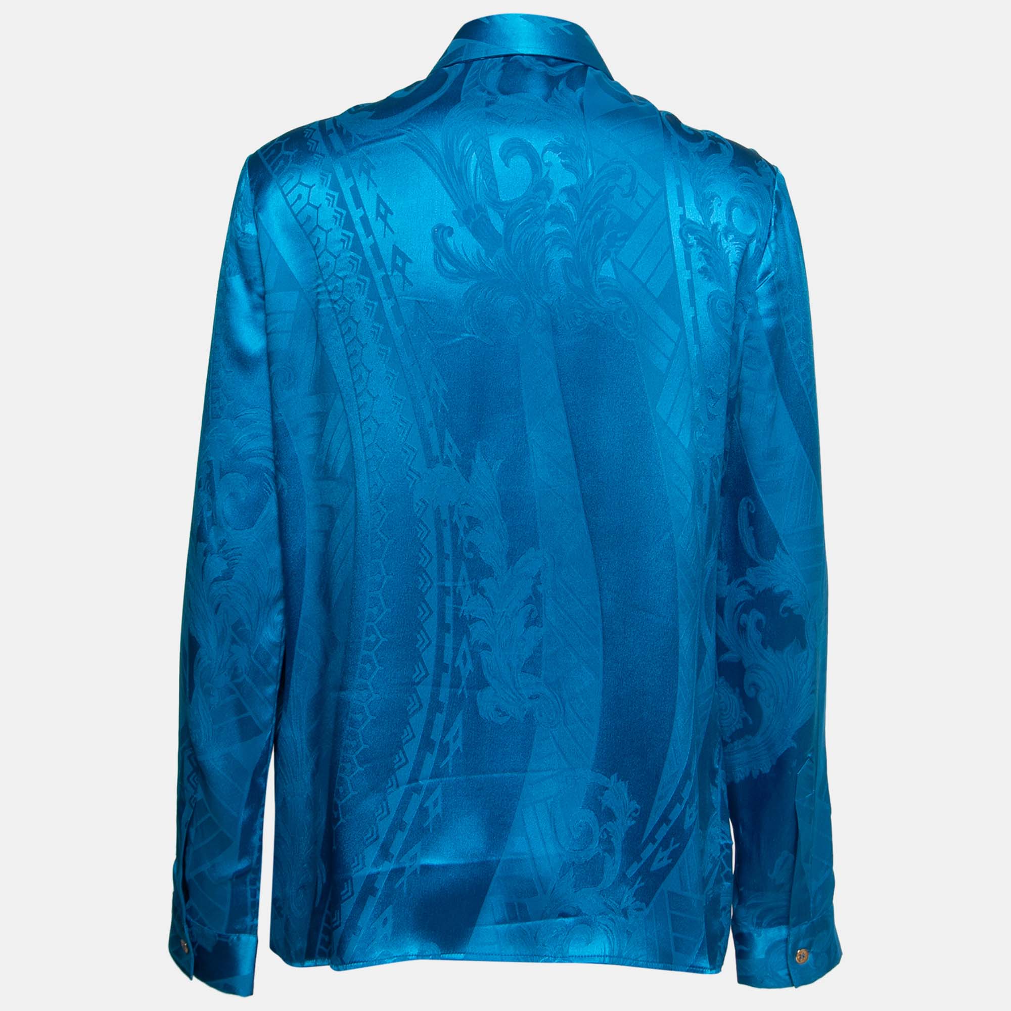 

Versace Collection Blue Patterned Silk Button Front Shirt