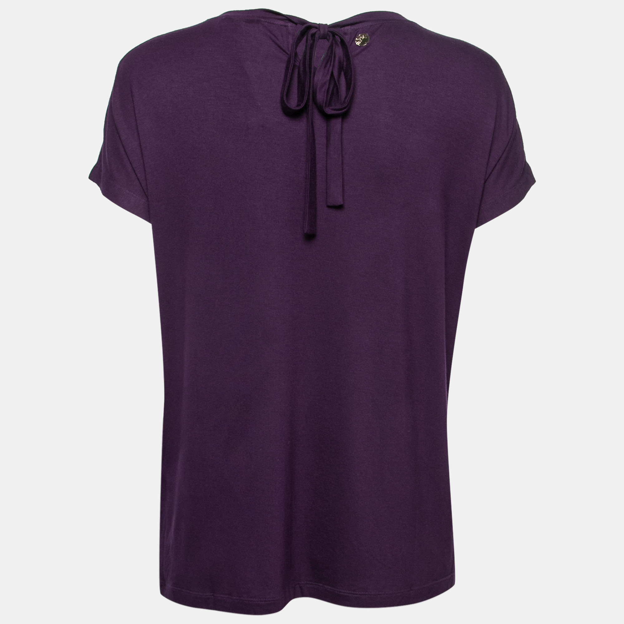 

Versace Collection Purple Knit Embellished Printed Top