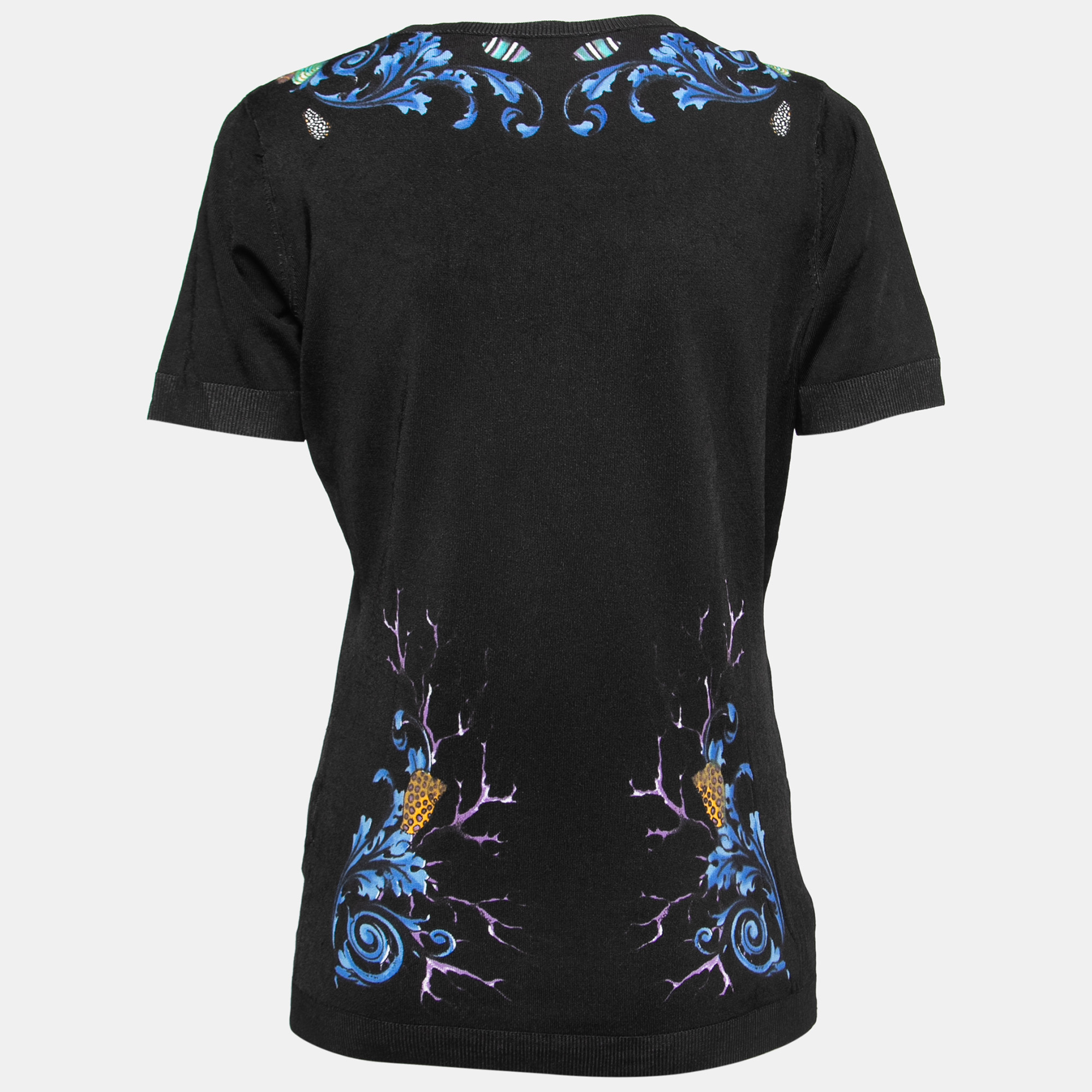 

Versace Collection Black Baroque Print Silk Knit Top
