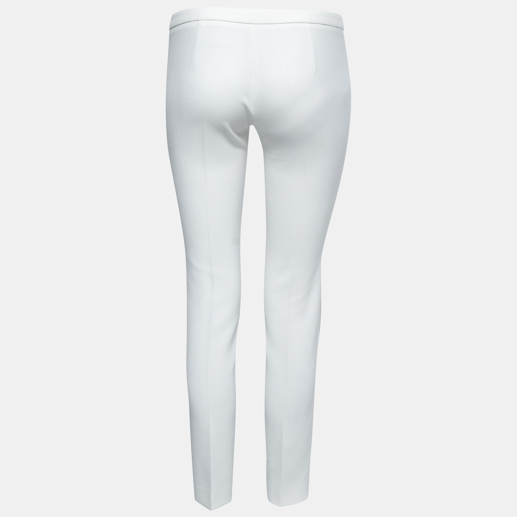 

Versace Collection White Stretch Crepe Slim Leg Trousers