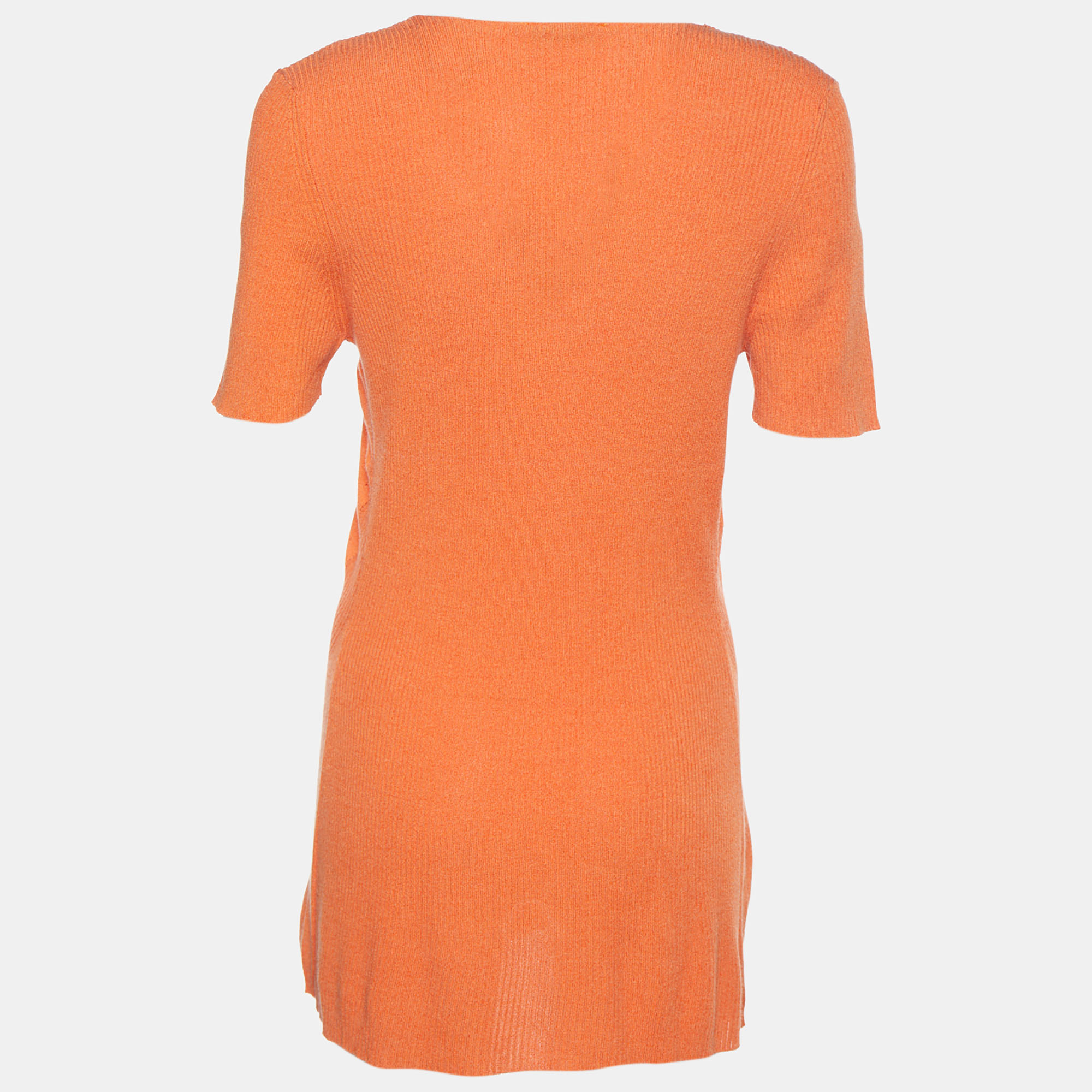 

Versace Collection Orange Rib Knit V-Neck Sweater