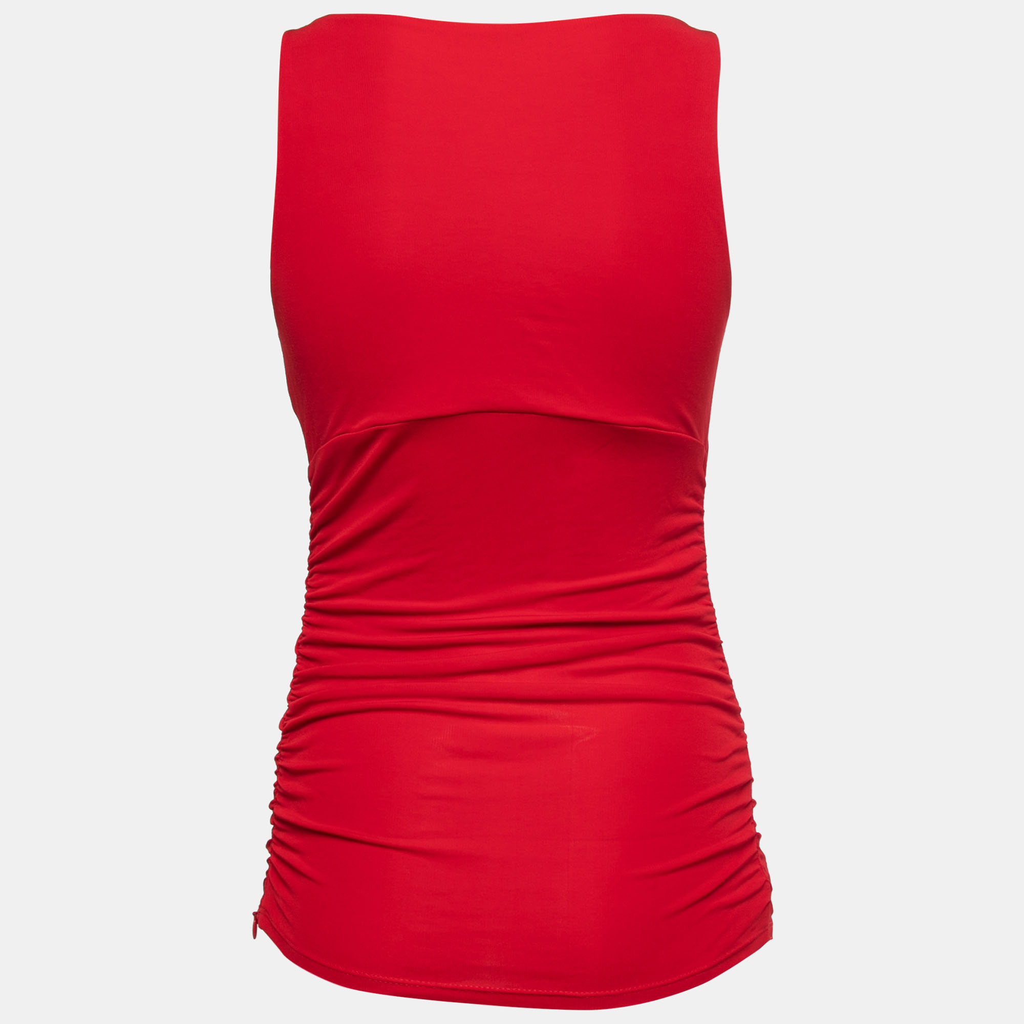 

Versace Collection Red Jersey Ruched Sleeveless Tunic