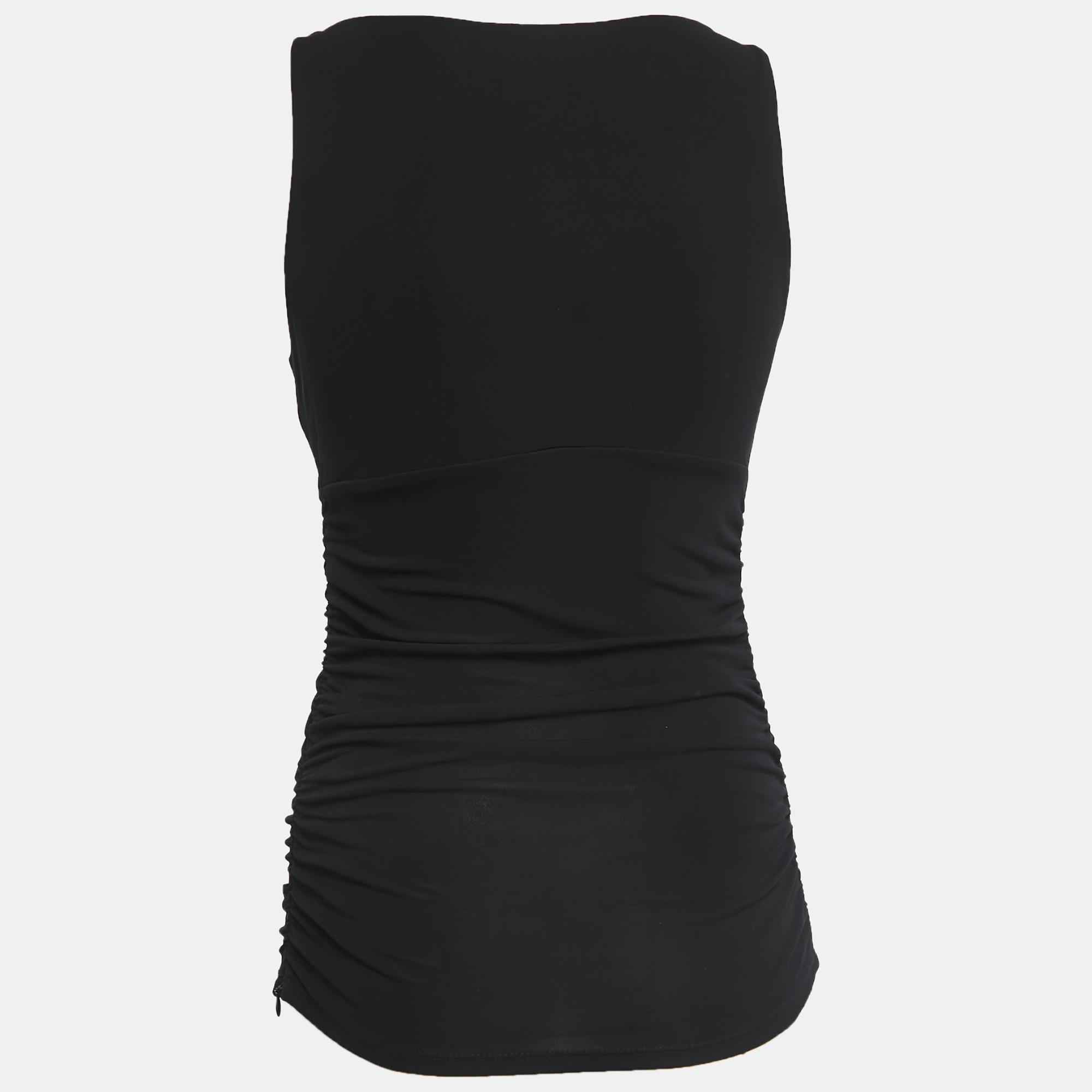 

Versace Collection Black Jersey Sleeveless Ruched Mini Dress