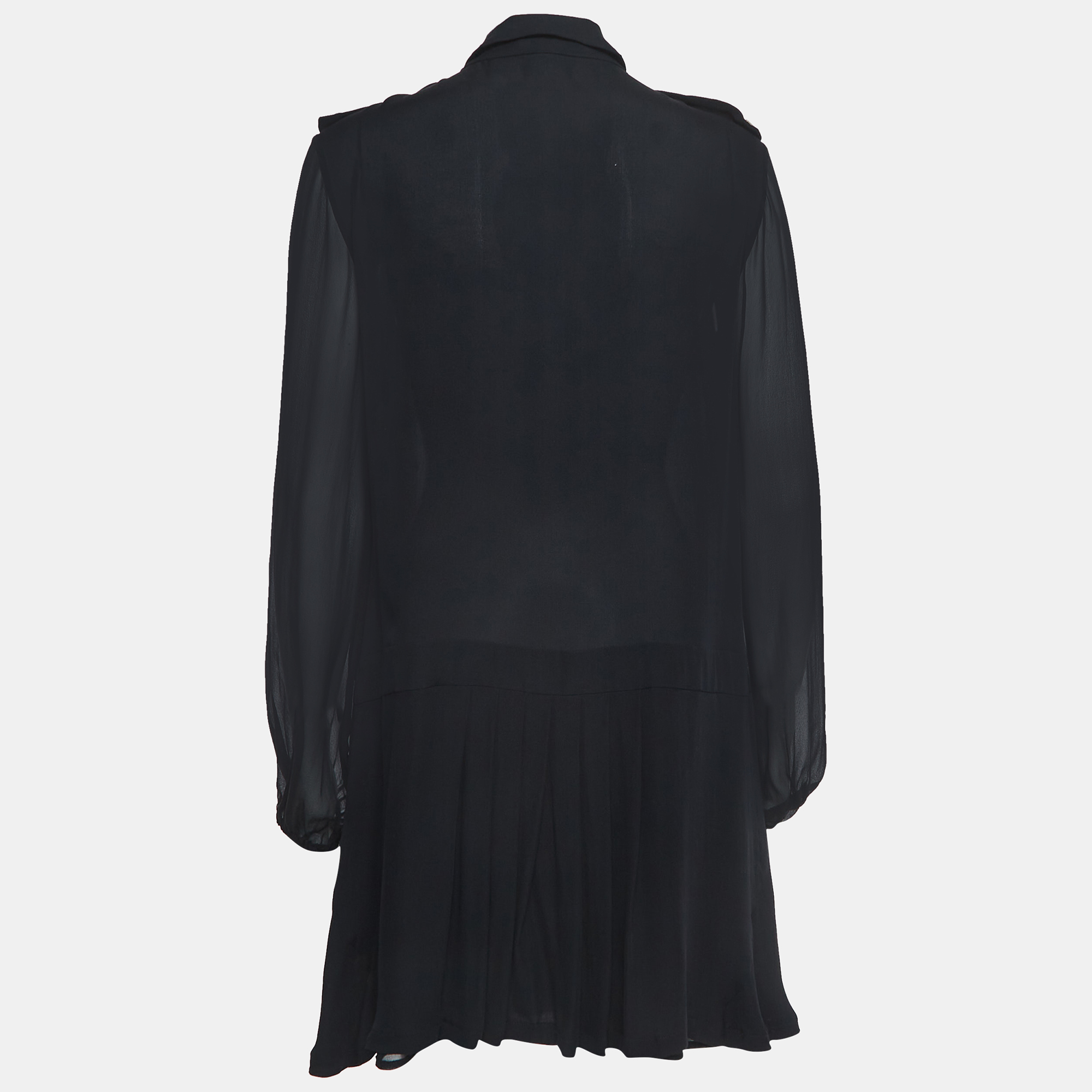 

Versace Collection Black Silk Buttoned Mini Dress