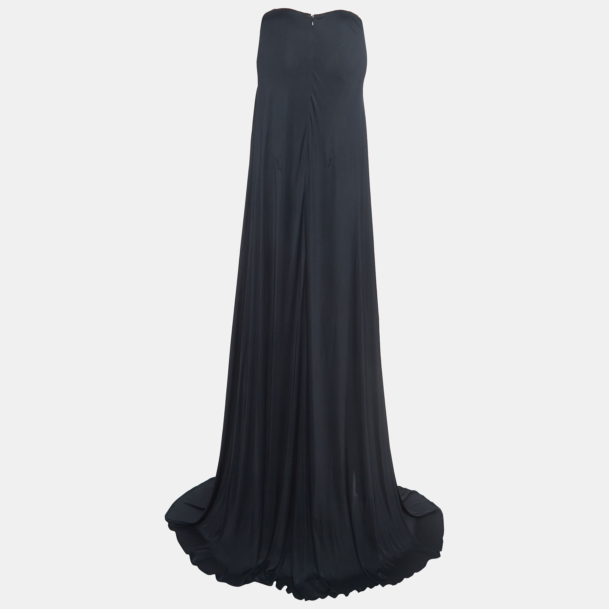 

Versace Collection Black Jersey Sleeveless Flared Maxi Dress