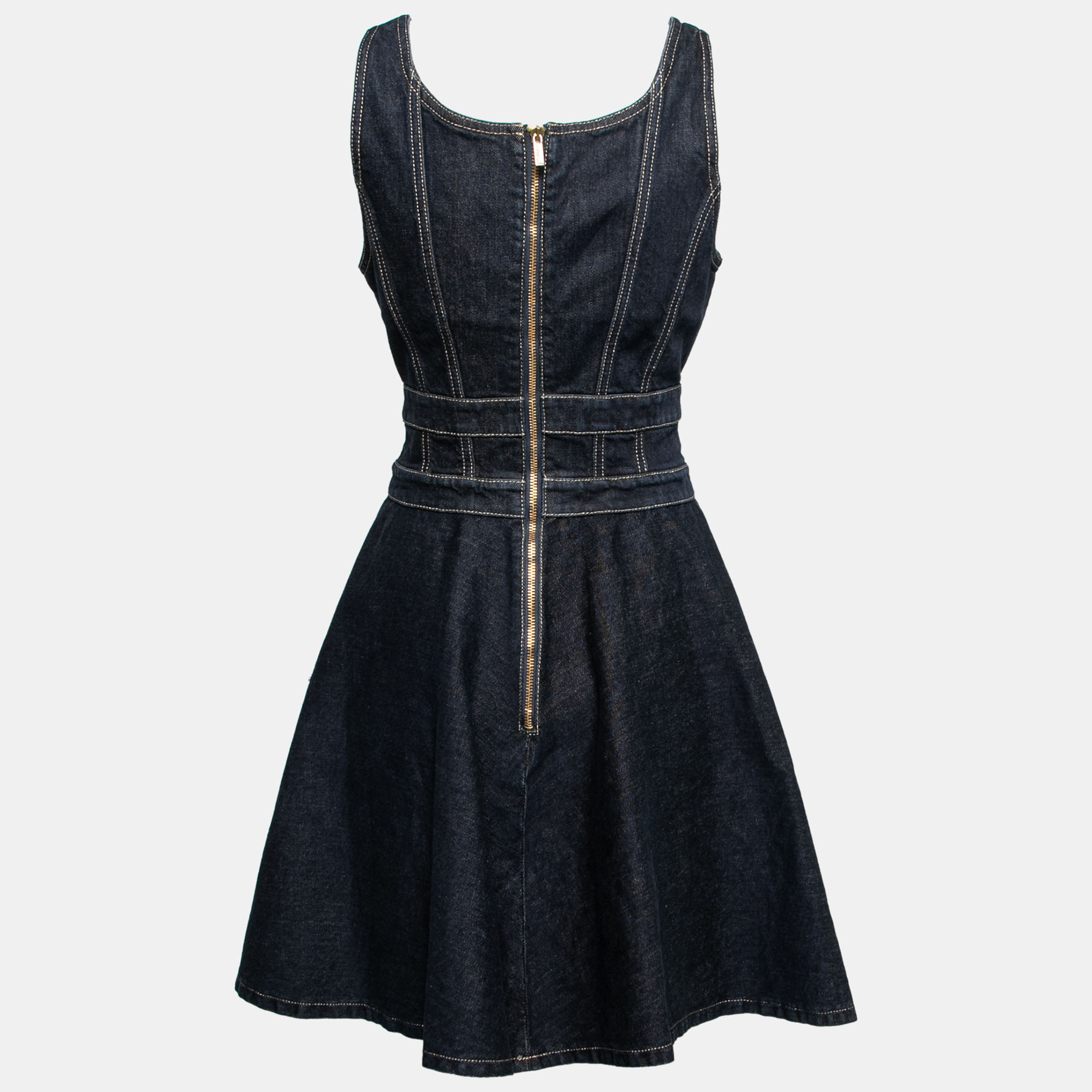 

Versace Jeans Couture Blue Denim Pleated Sleeveless Dress