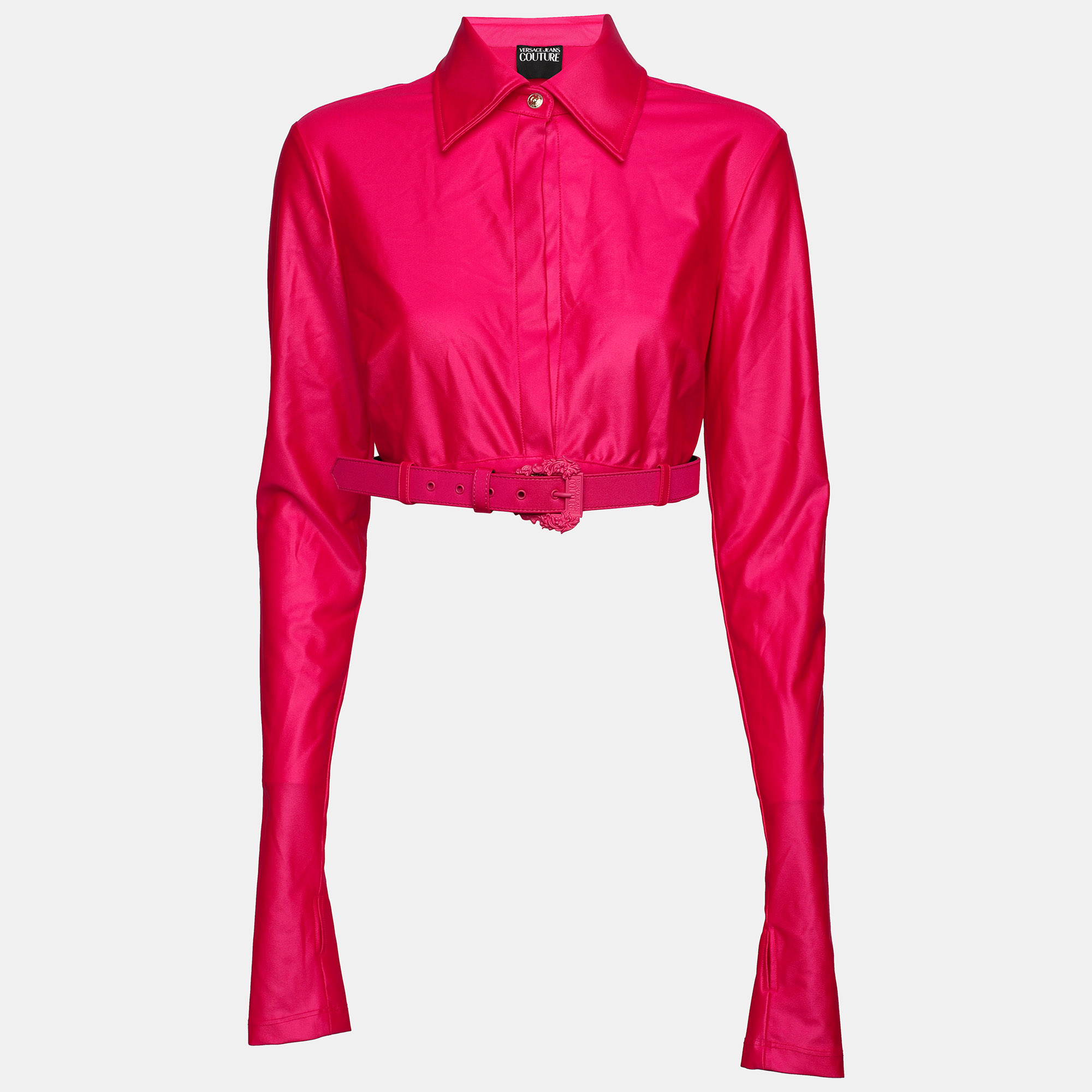 

Versace Jeans Couture Pink Stretch Satin Crop Top M