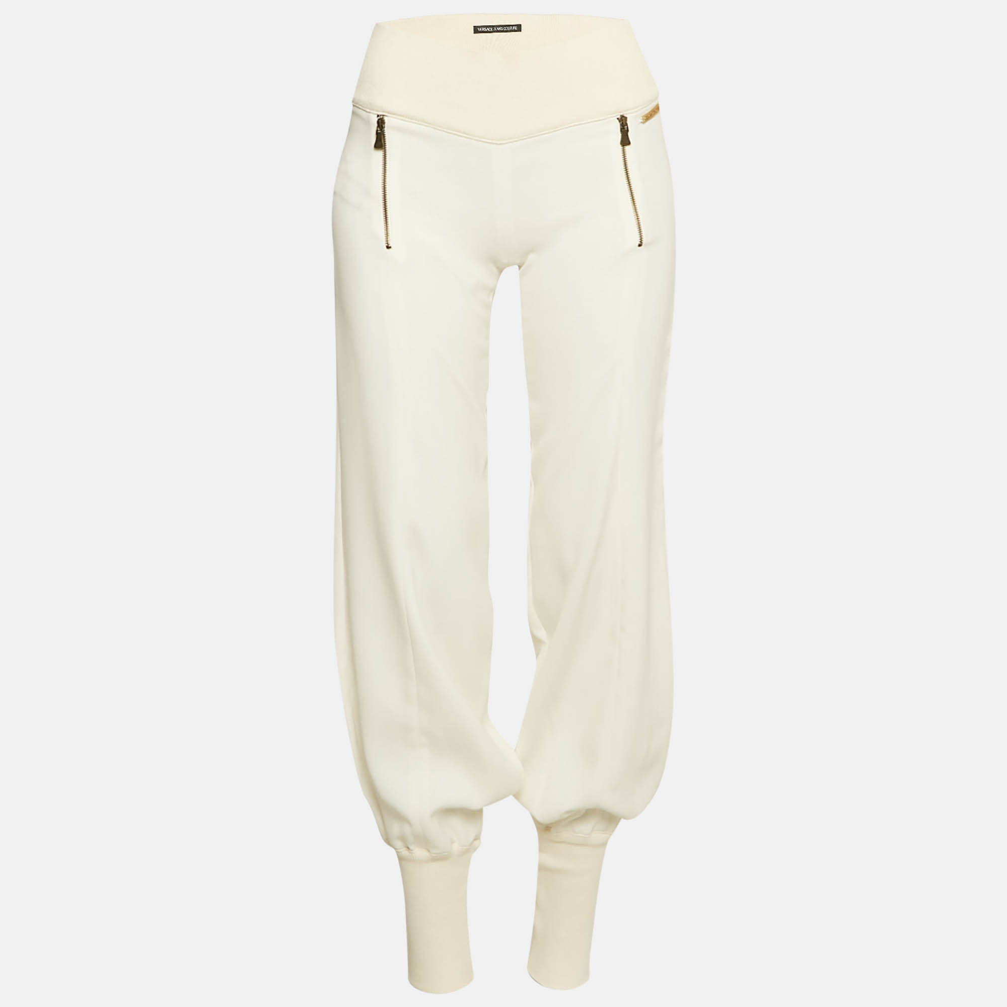 

Versace Jeans Couture Chiffon and Rib Knit Trim Joggers S, White