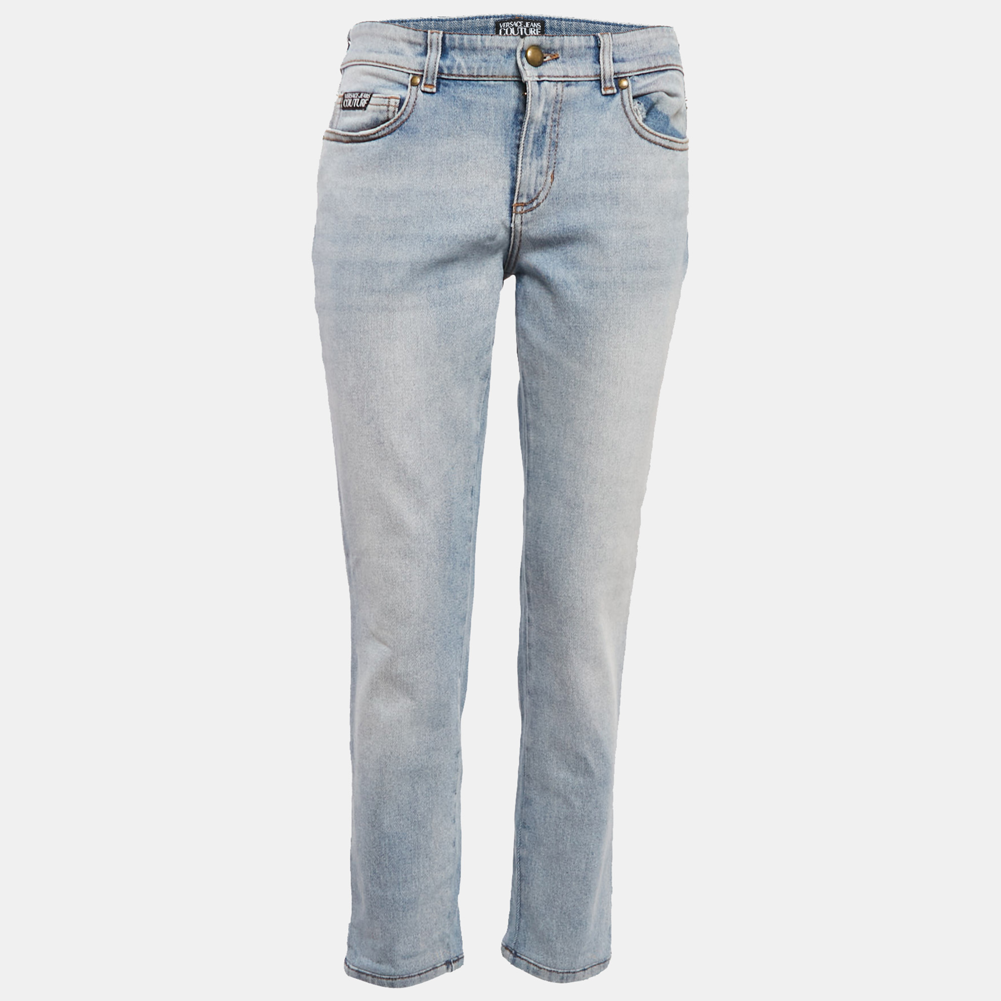 

Versace Jeans Couture Blue Logo Print Denim Jeans M Waist 28"
