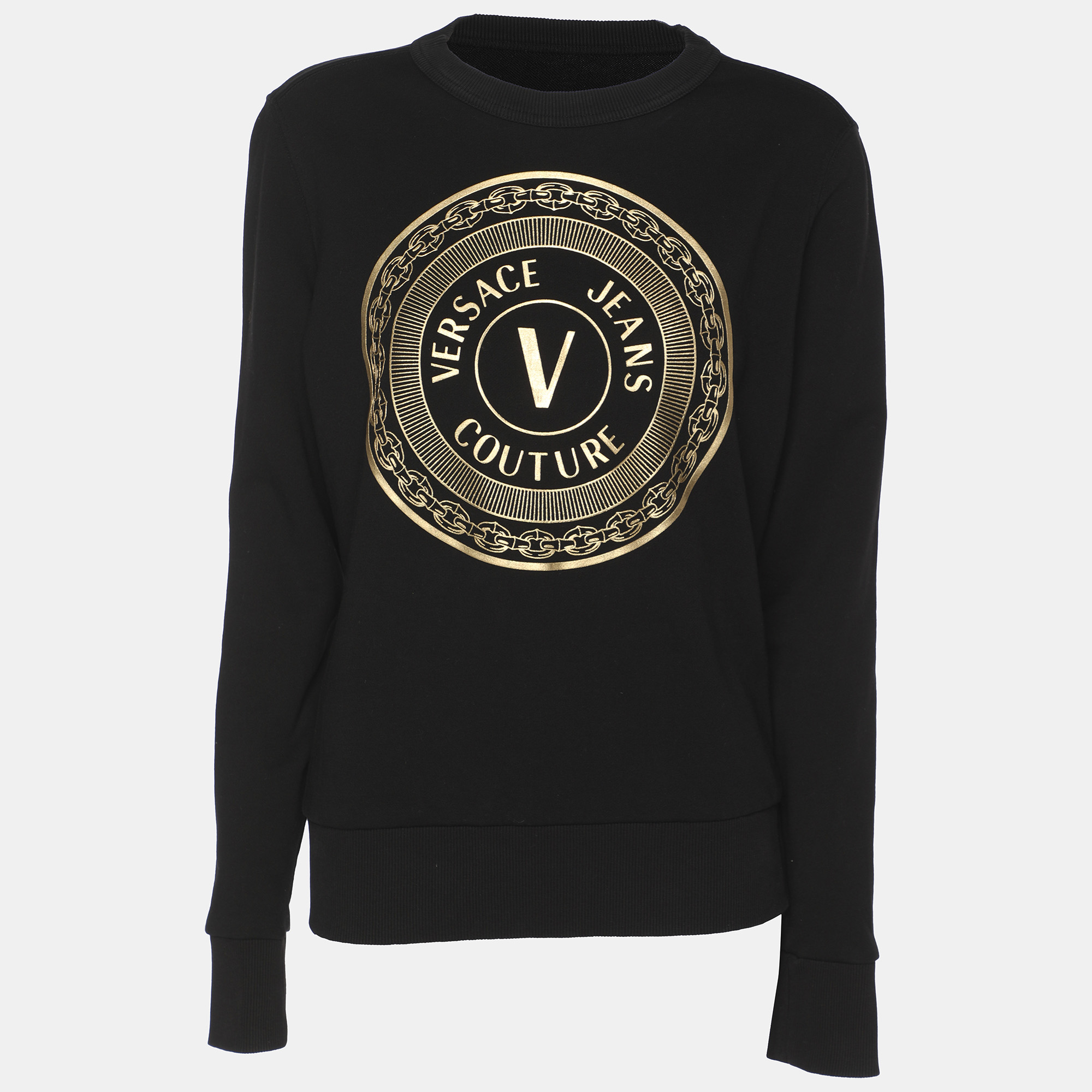 

Versace Jeans Couture Black Knit Logo Print Sweatshirt M
