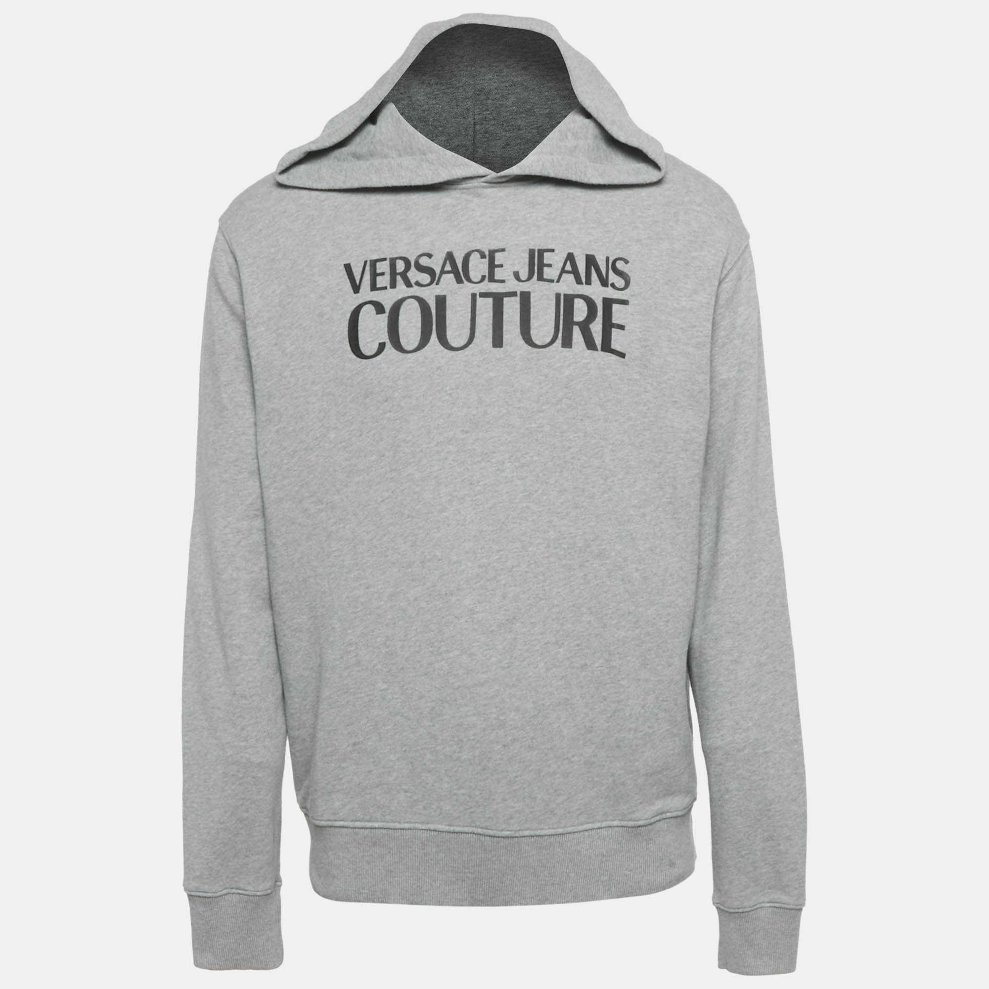 Versace Jeans Couture Grey Logo Applique Cotton Knit Sweatshirt L