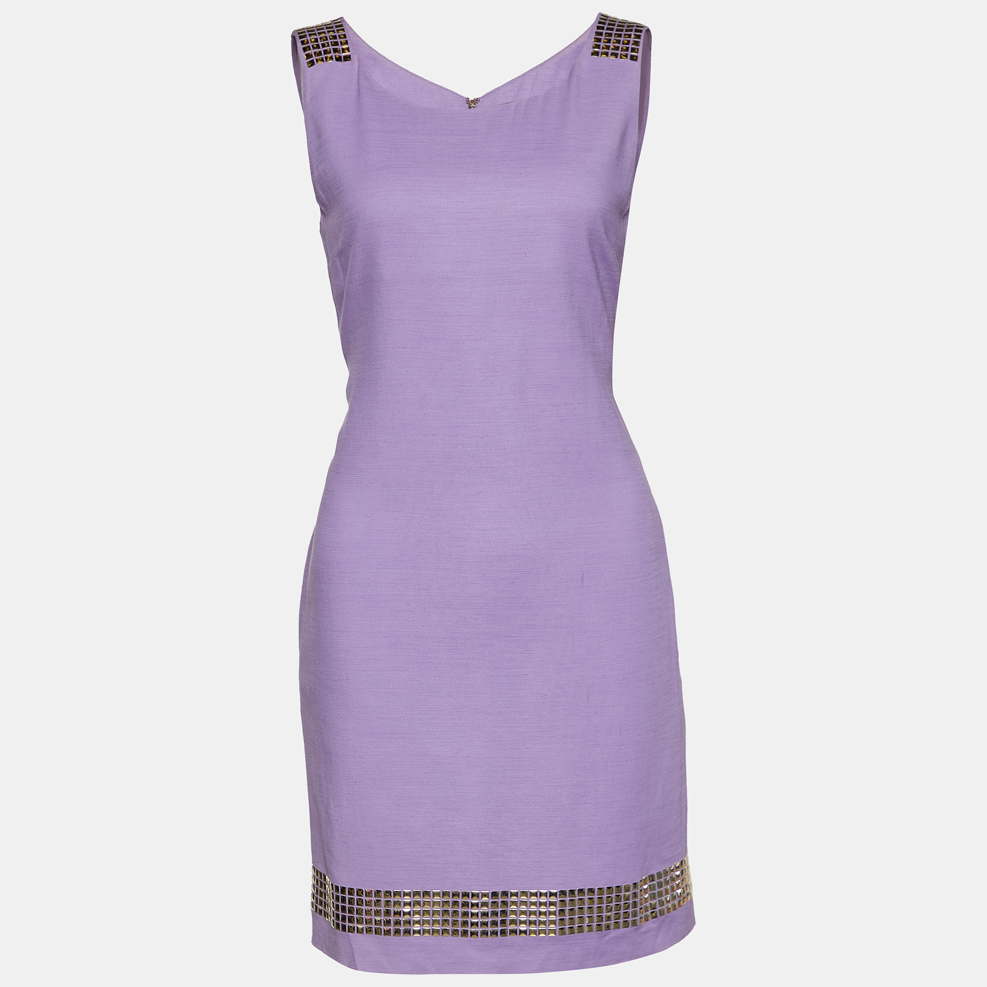 

Versace Jeans Couture Purple Crepe Studded Sleeveless Dress