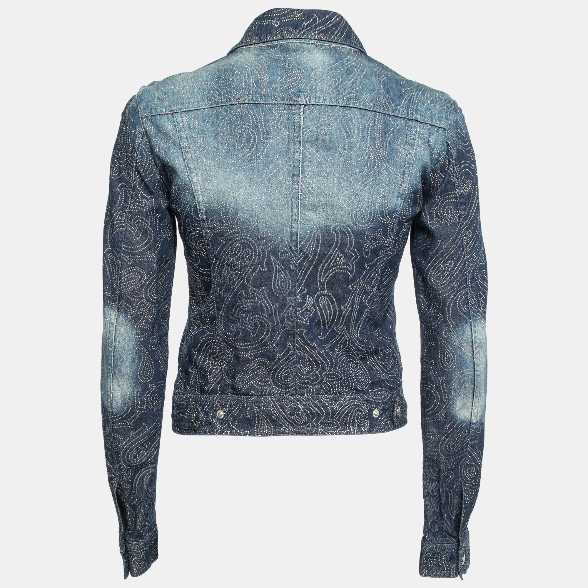 

Versace Jeans Couture Blue Paisley Embellished Denim Button Front Jacket