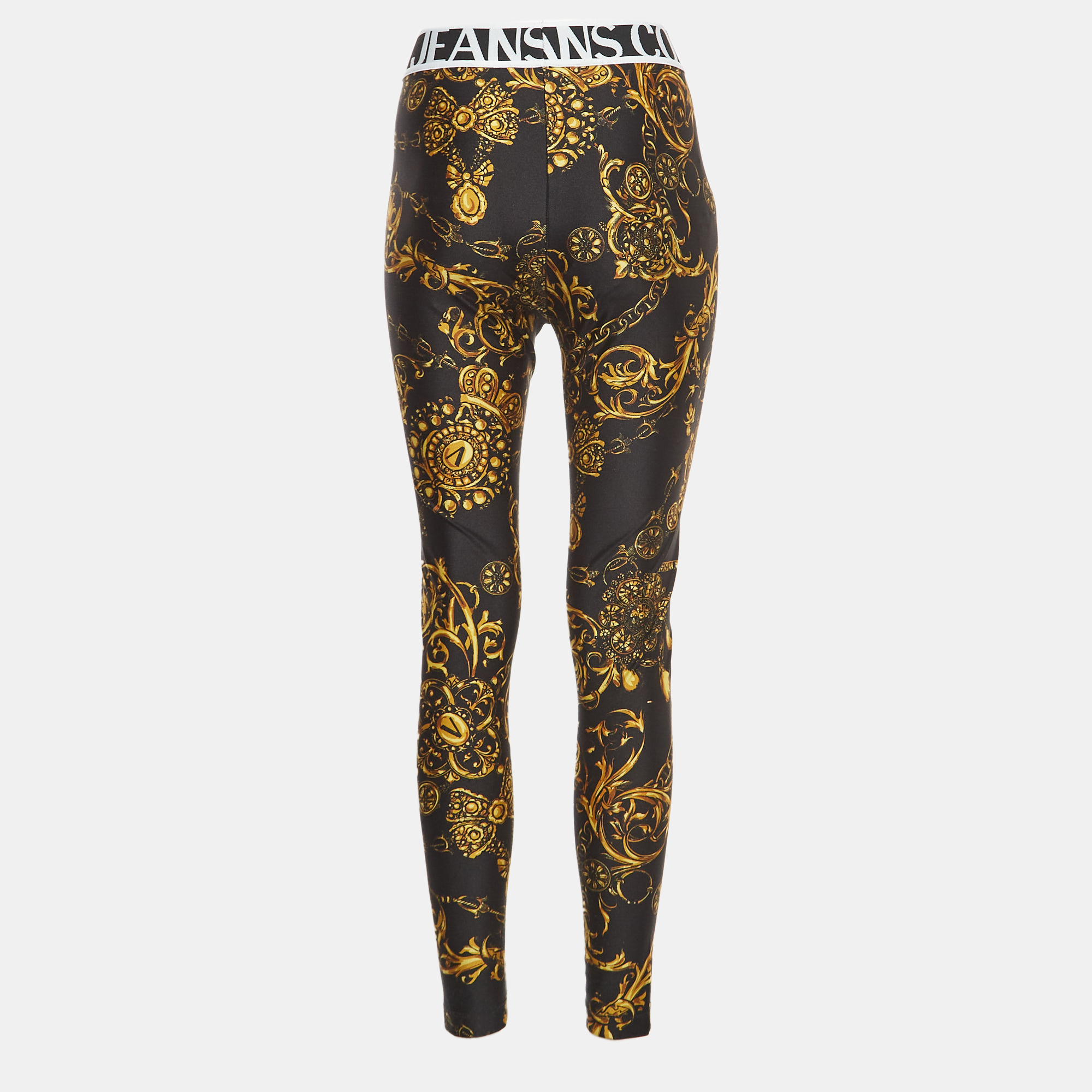 

Versace Jeans Couture Black/Yellow Baroque Print Jersey Leggings
