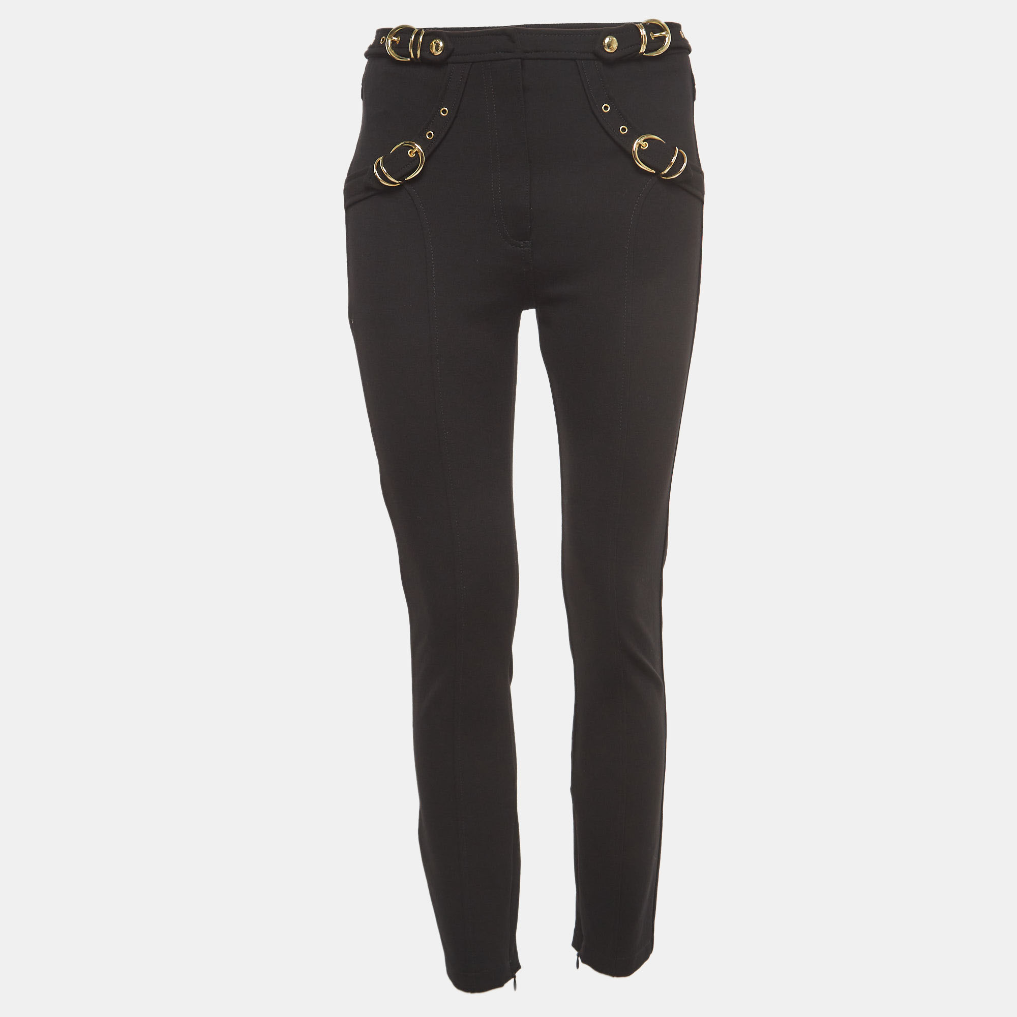 Pre-owned Versace Jeans Couture Black Belt Pocket Detail Skinny Pants L