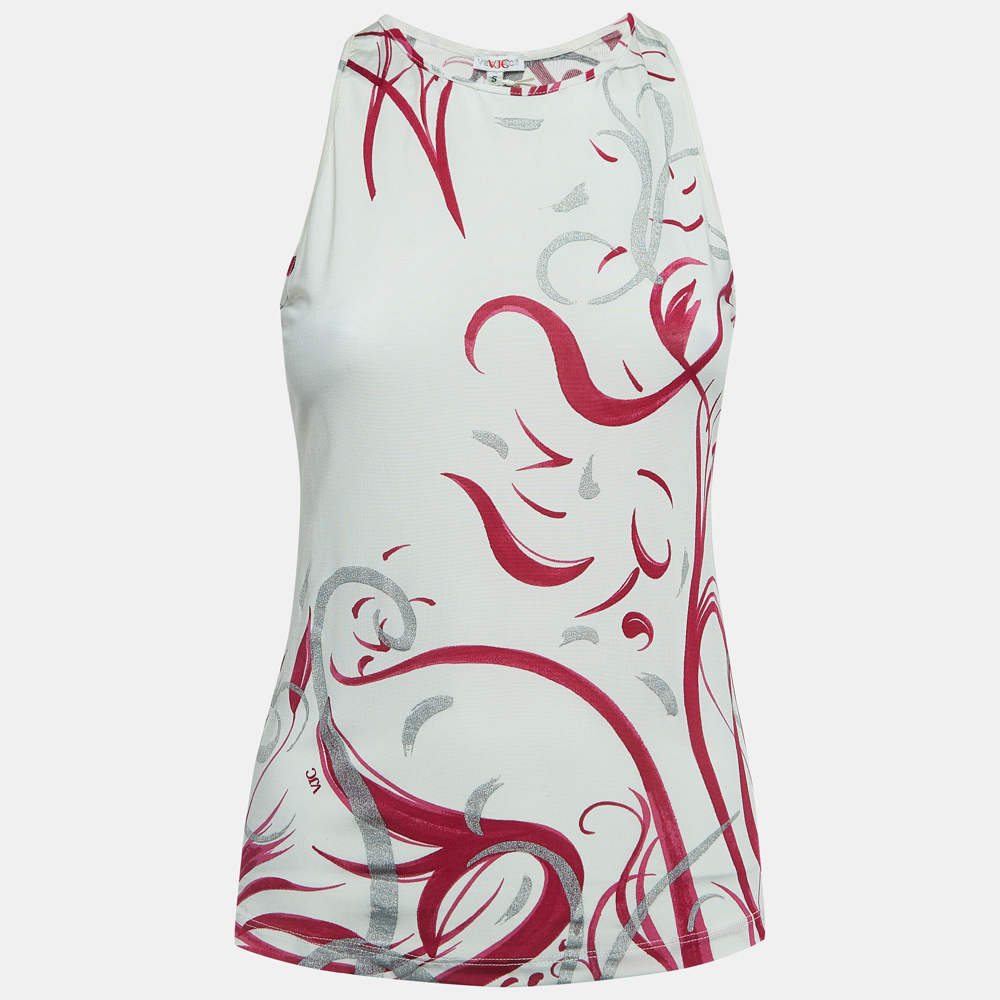 

Versace Jeans Couture White/Pink Print Jersey Tank Top