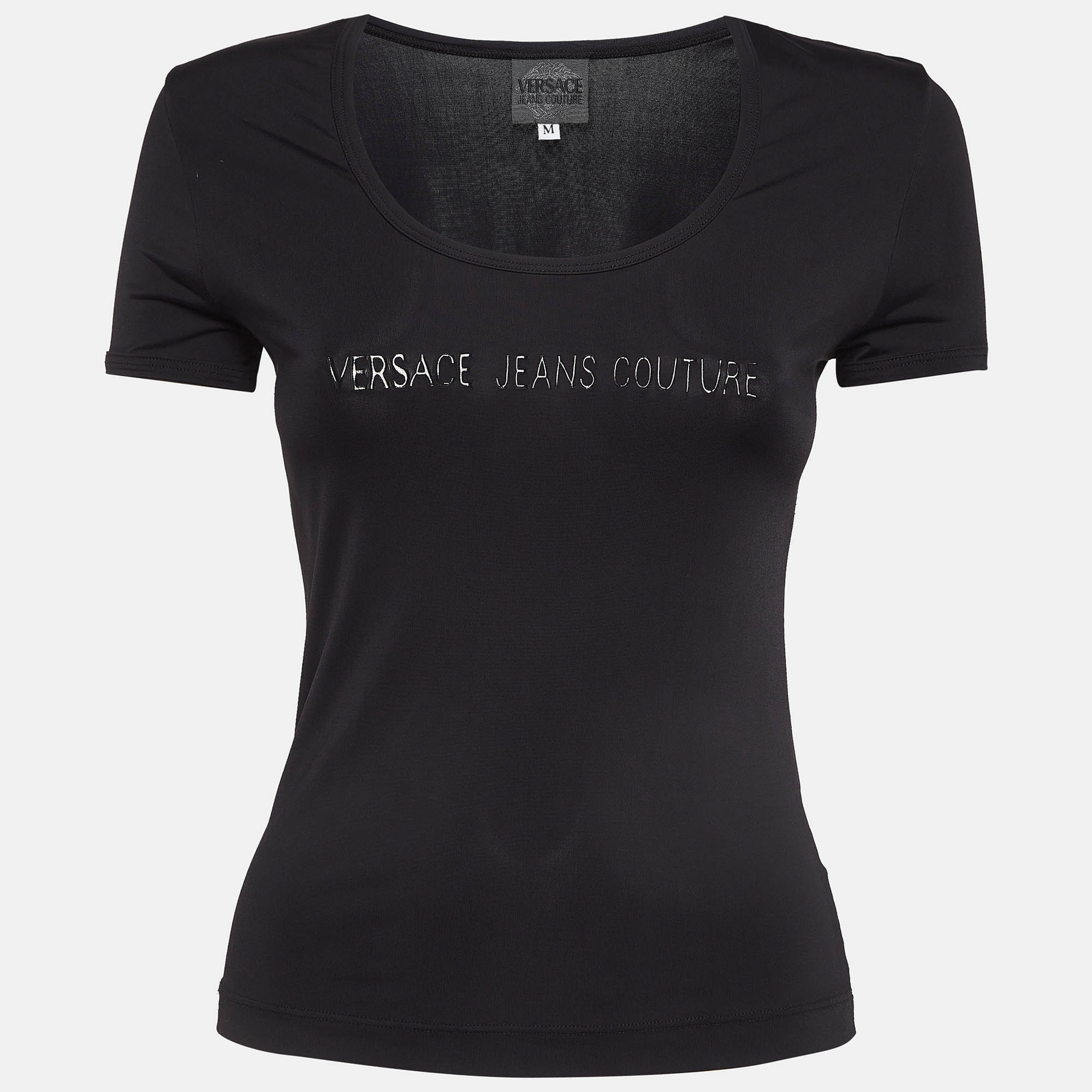 

Versace Jeans Couture Black Printed Jersey Top M