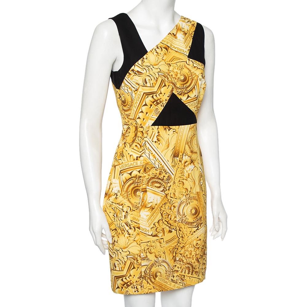 

Versace Jeans Gold Printed Crepe Sleeveless Mini Dress