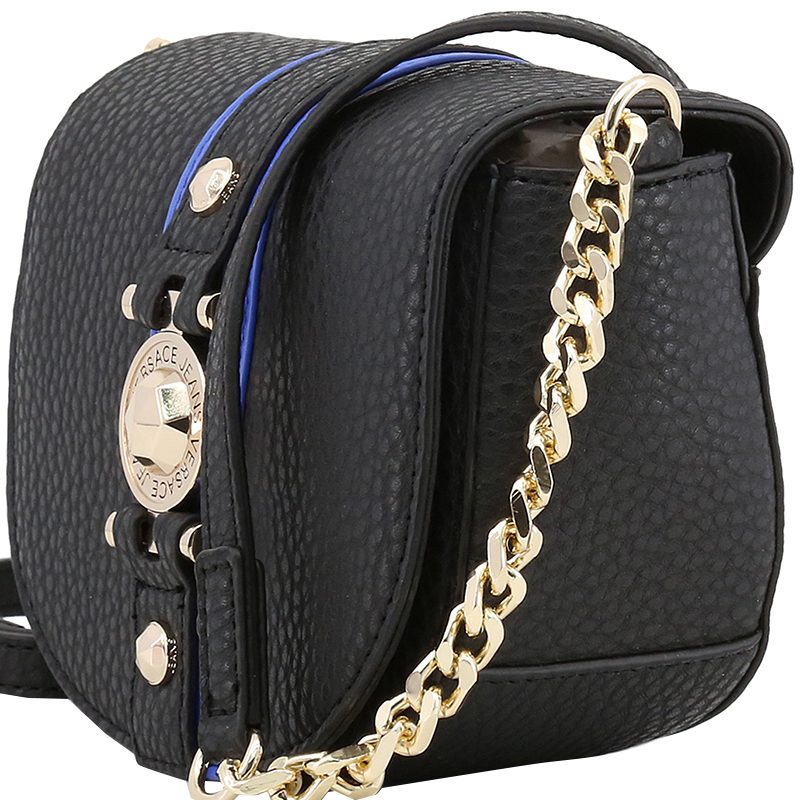 

Versace Jeans Black Faux Pebbled Leather Chain Crossbody Bag