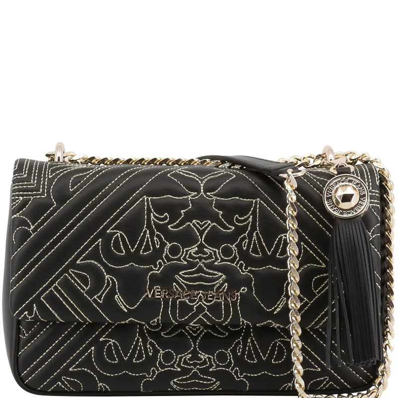 versace jeans black shoulder bag