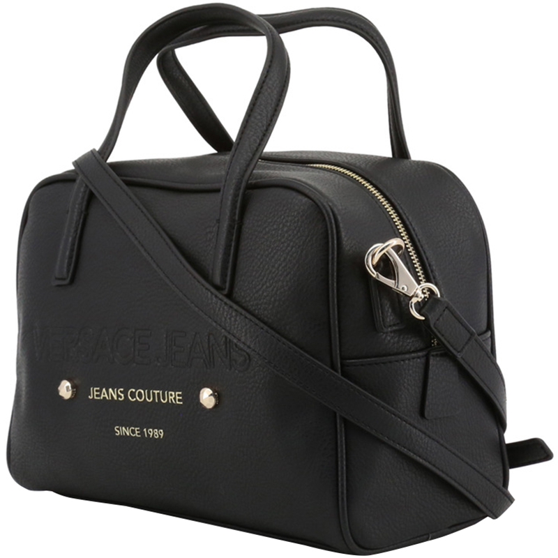 

Versace Jeans Black Faux Pebbled Leather Satchel Bag