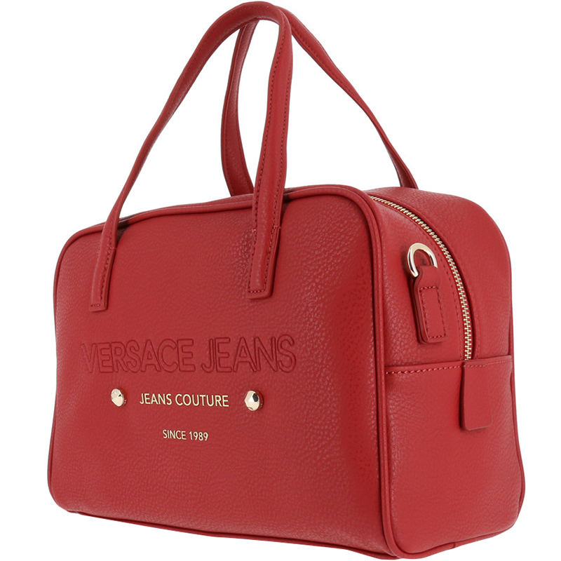 

Versace Jeans Red Faux Pebbled Leather Satchel Bag