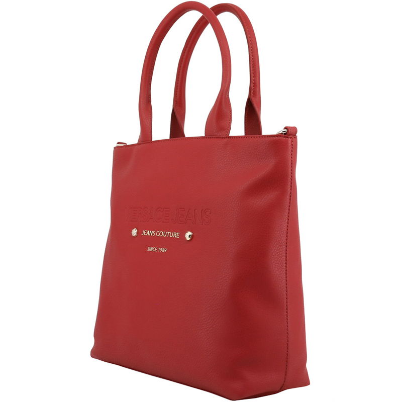 

Versace Jeans Red Faux Pebbled Leather Tote