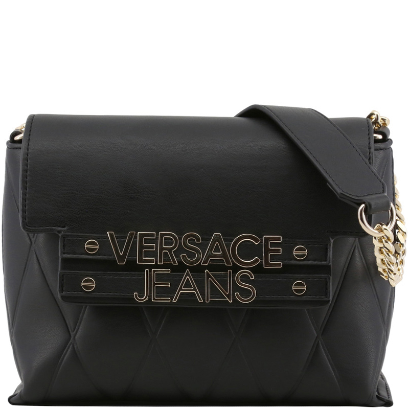 Pre Owned Versace Jeans Black Faux Quilted Leather Shoulder Bag